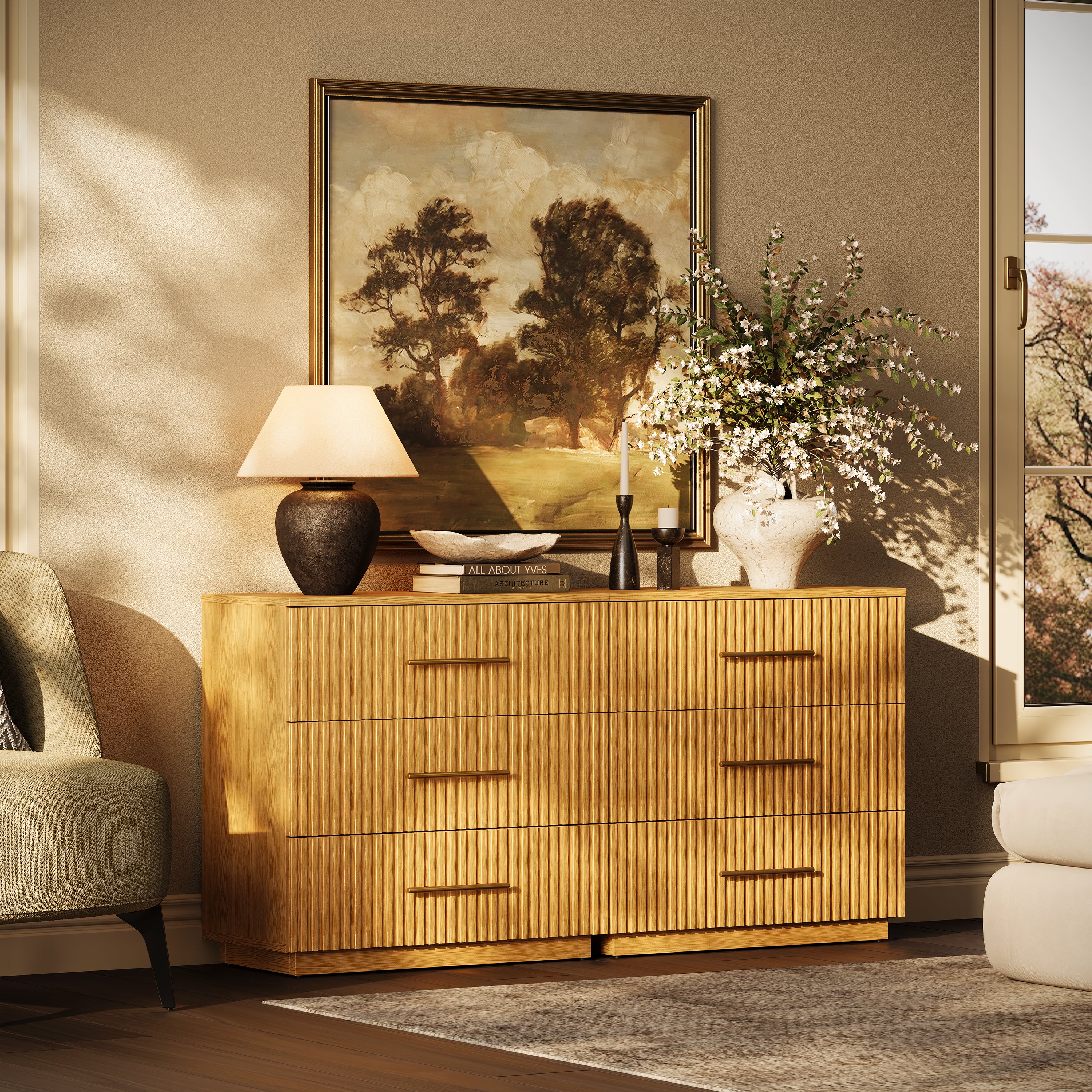 Holt 95" Oak 9-Drawer Chest(Set of 3)