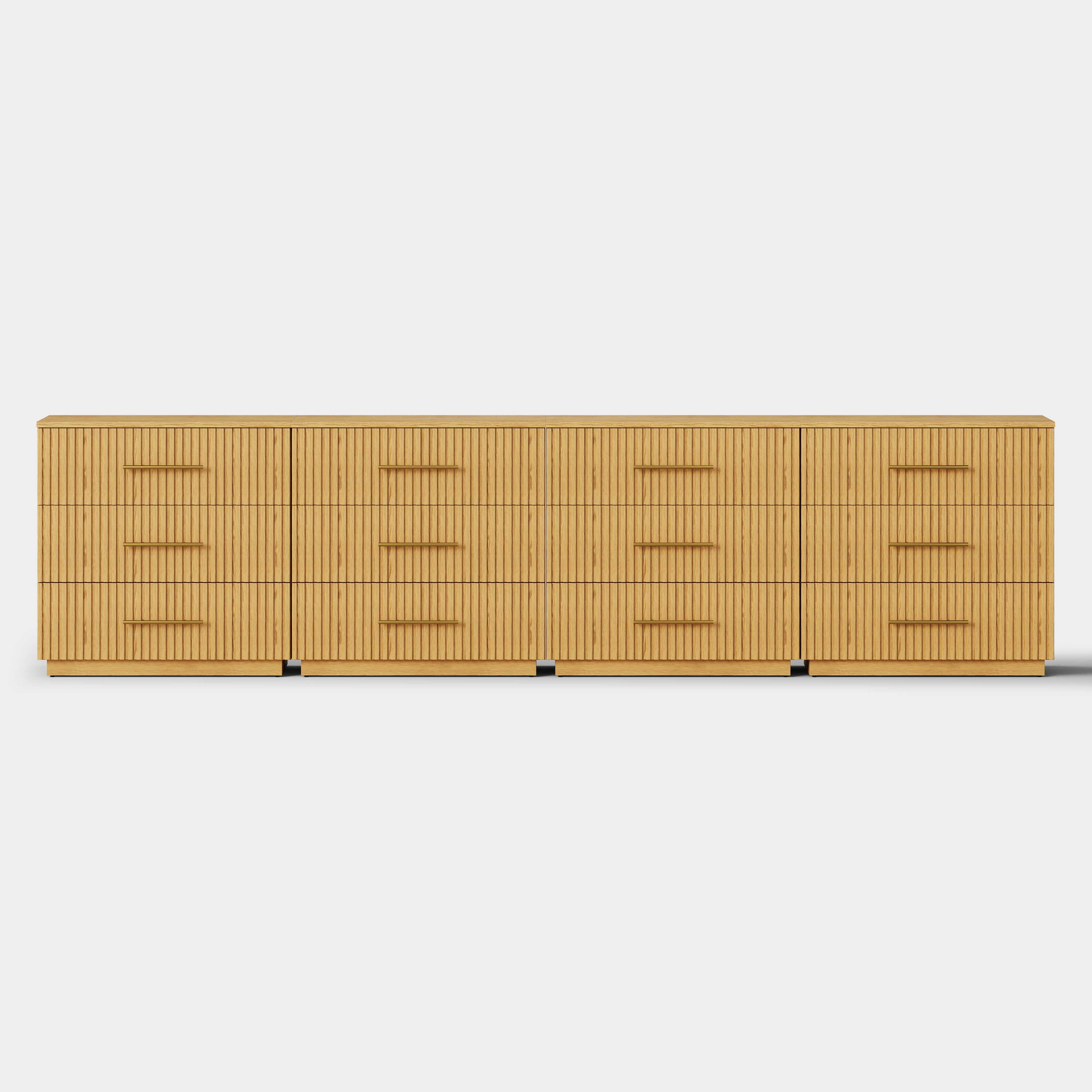 Holt 126" Oak 12-Drawer Chest(Set of 4)