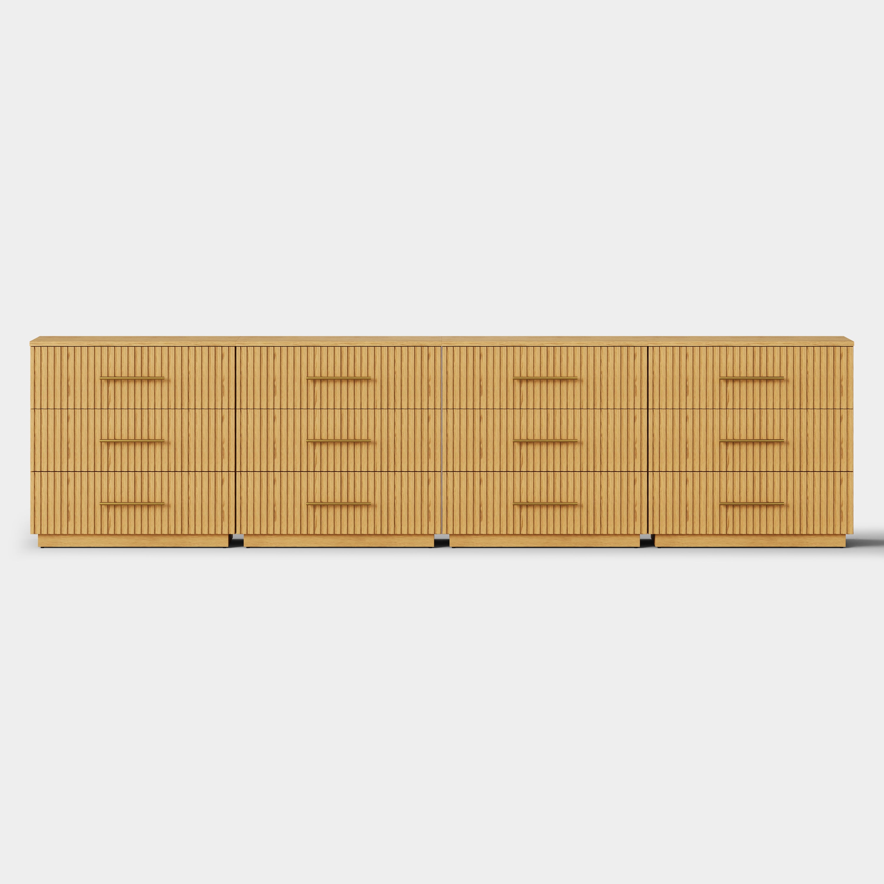 Holt 126" Oak 12-Drawer Chest(Set of 4)