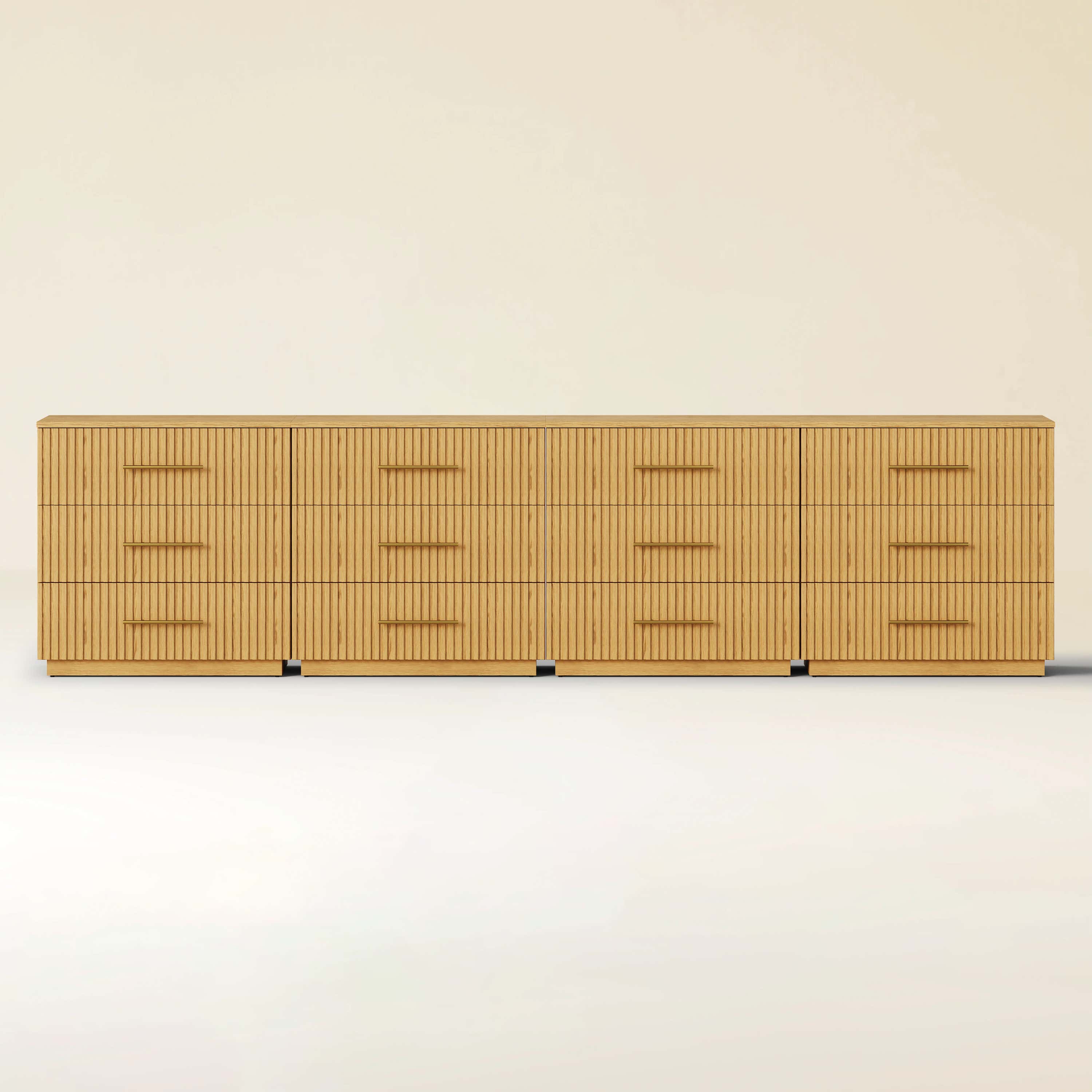 Holt 126" Oak 12-Drawer Chest(Set of 4)