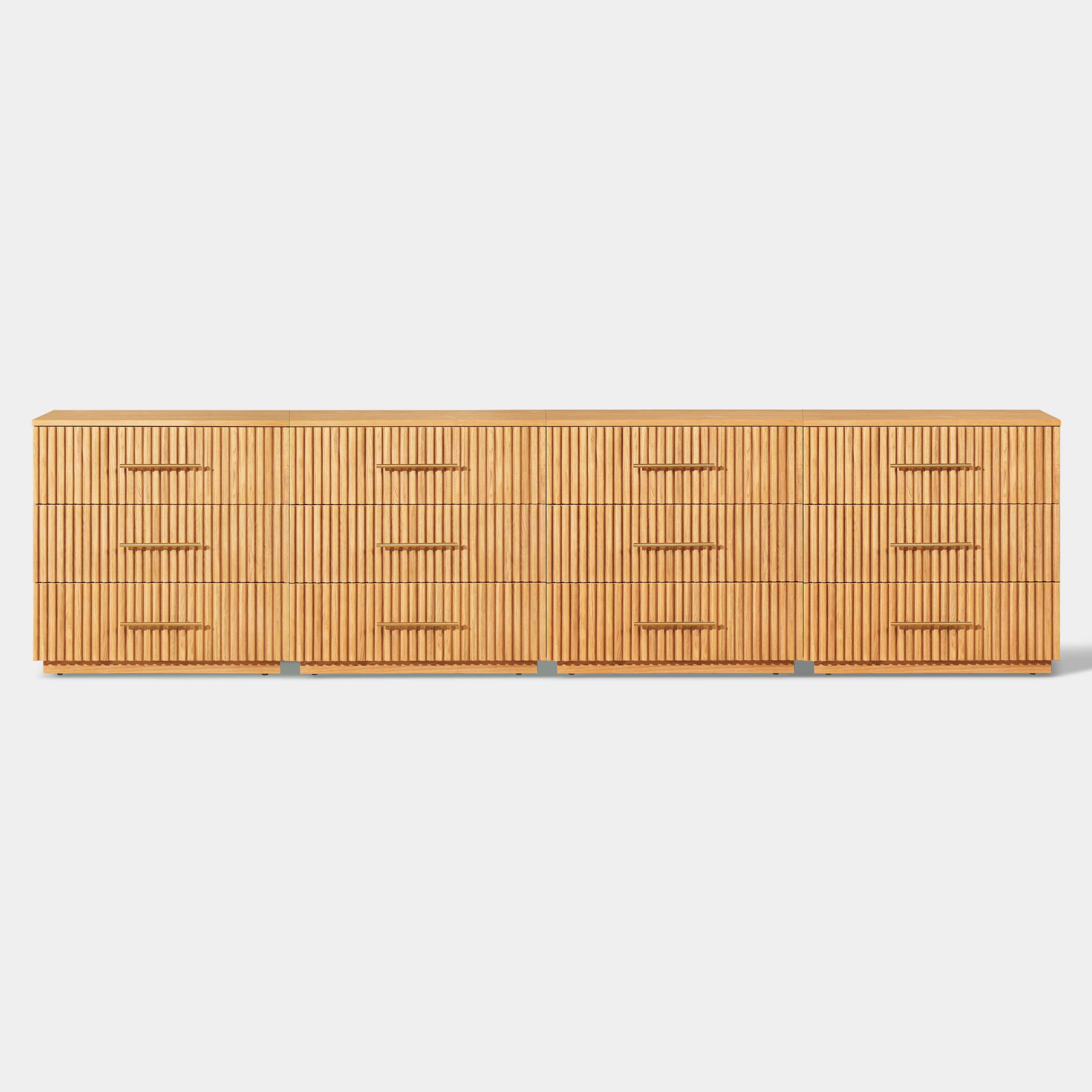 Holt 126" Oak 12-Drawer Chest(Set of 4)