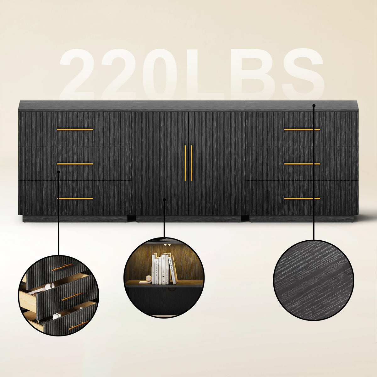 Holt Oak Modular Media Console (Set of 3)