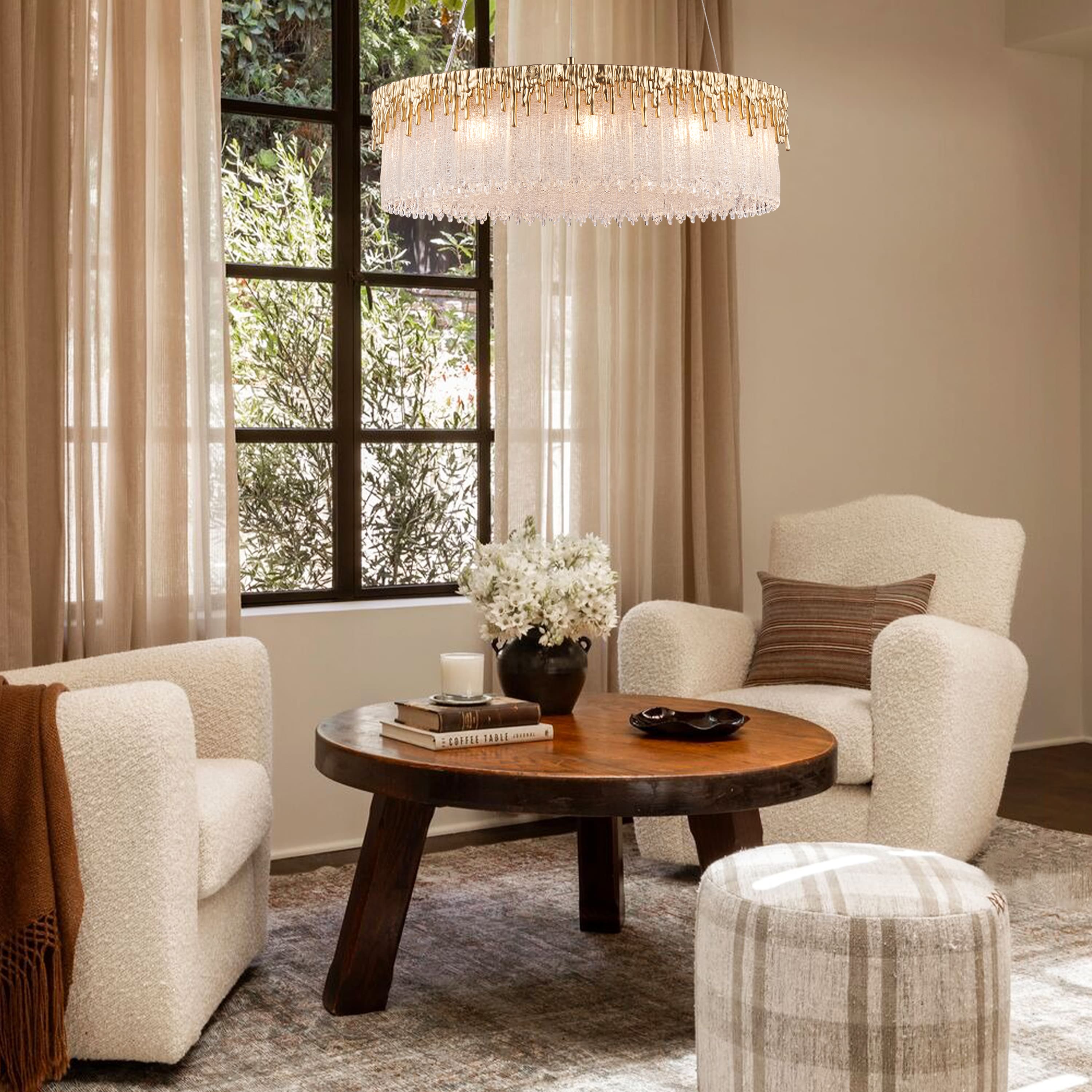 Rieo Crystal Glass Round Chandelier 24"D