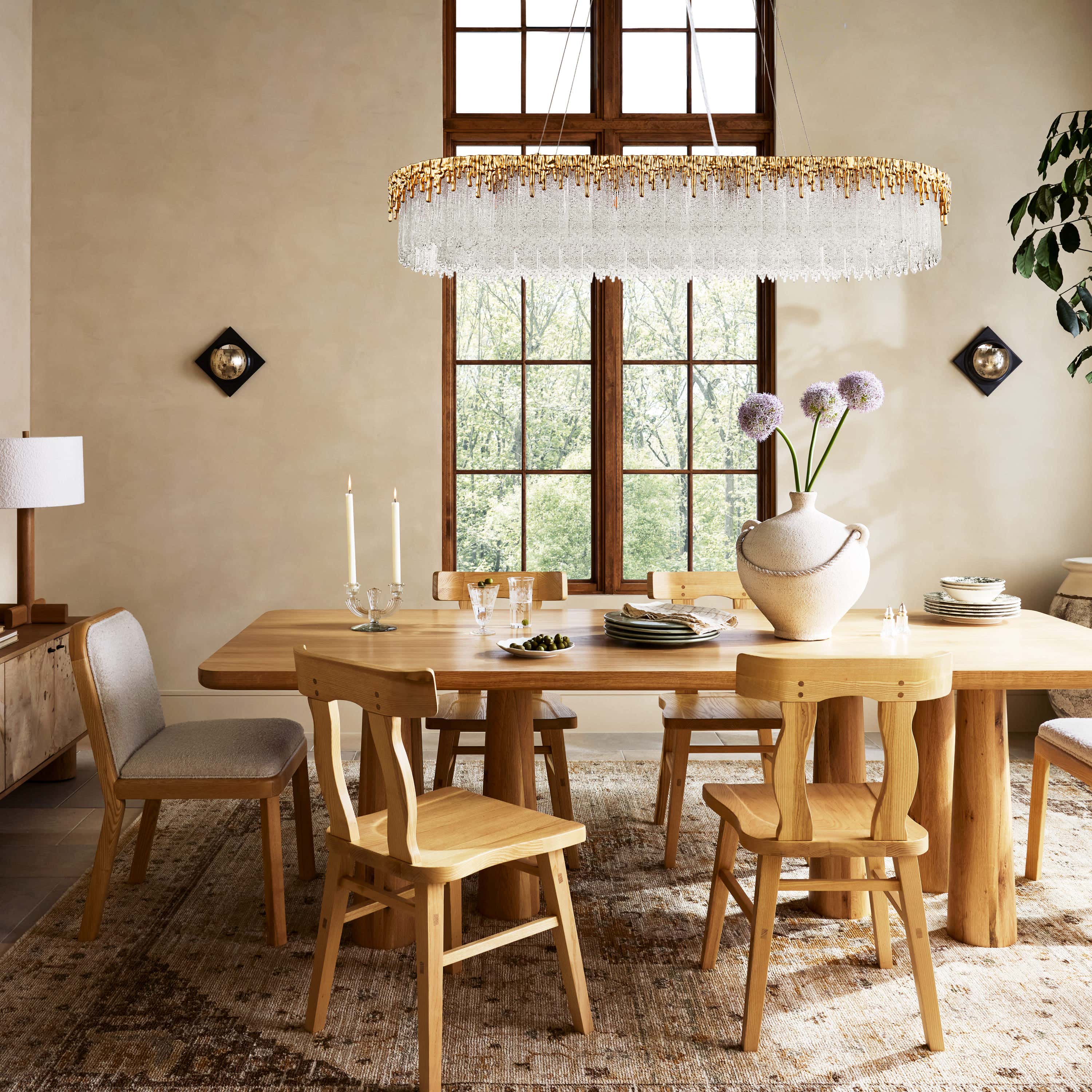 Rheo Crystal Glass Rectangular Chandelier 40"W