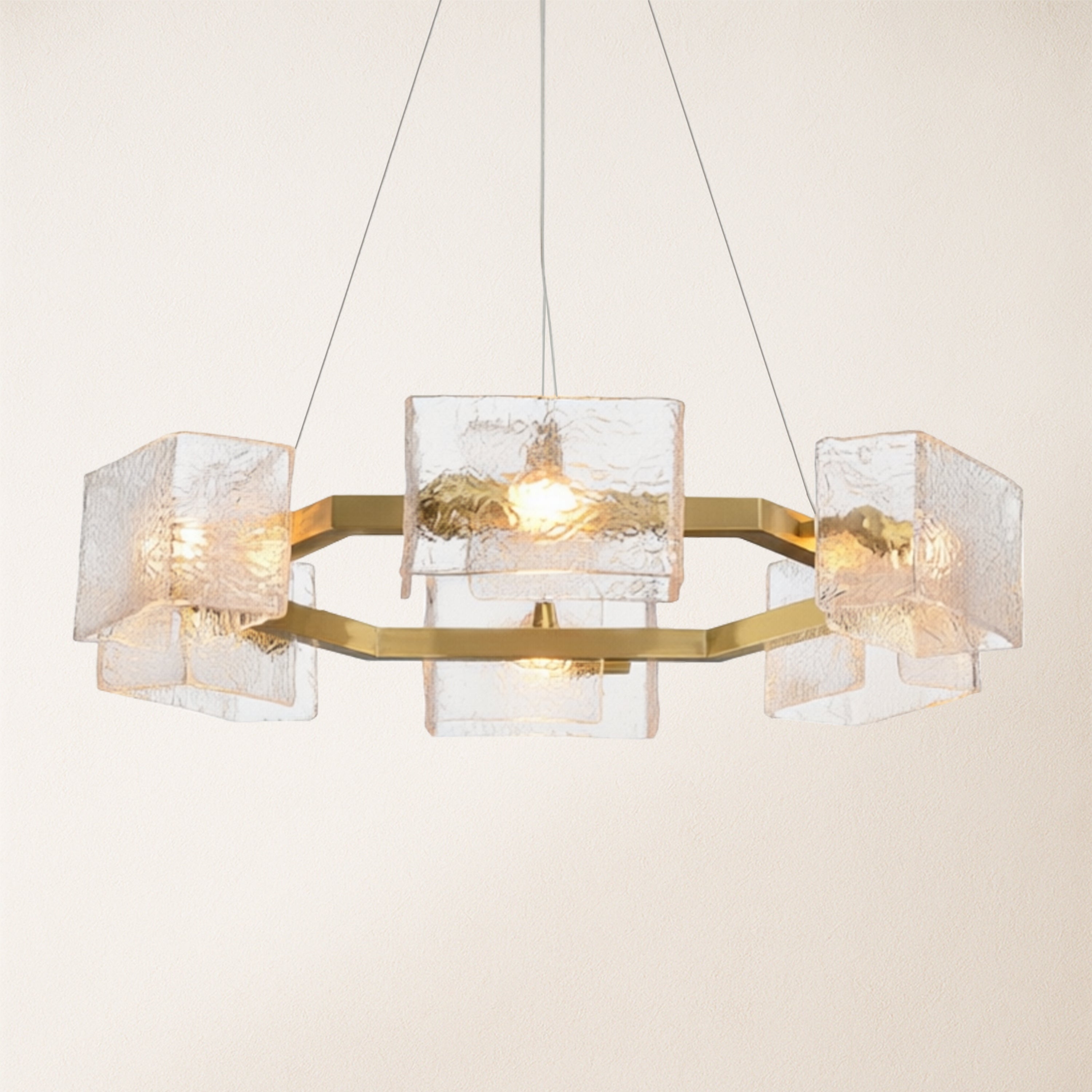 Vitreolith Glass Geometric Ring Chandelier 29"W