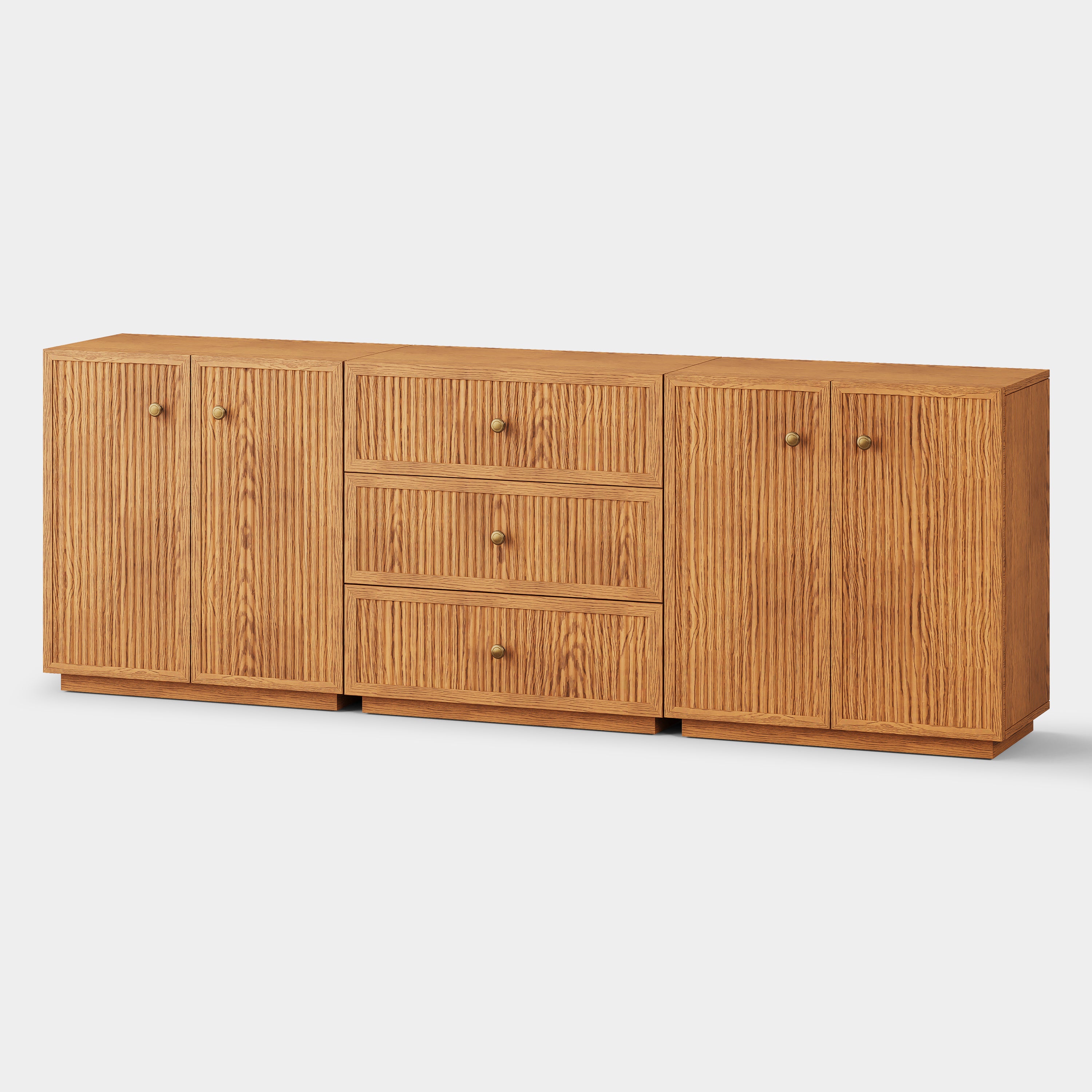 Avery Oak 3-Drawer Sideboard 90"W