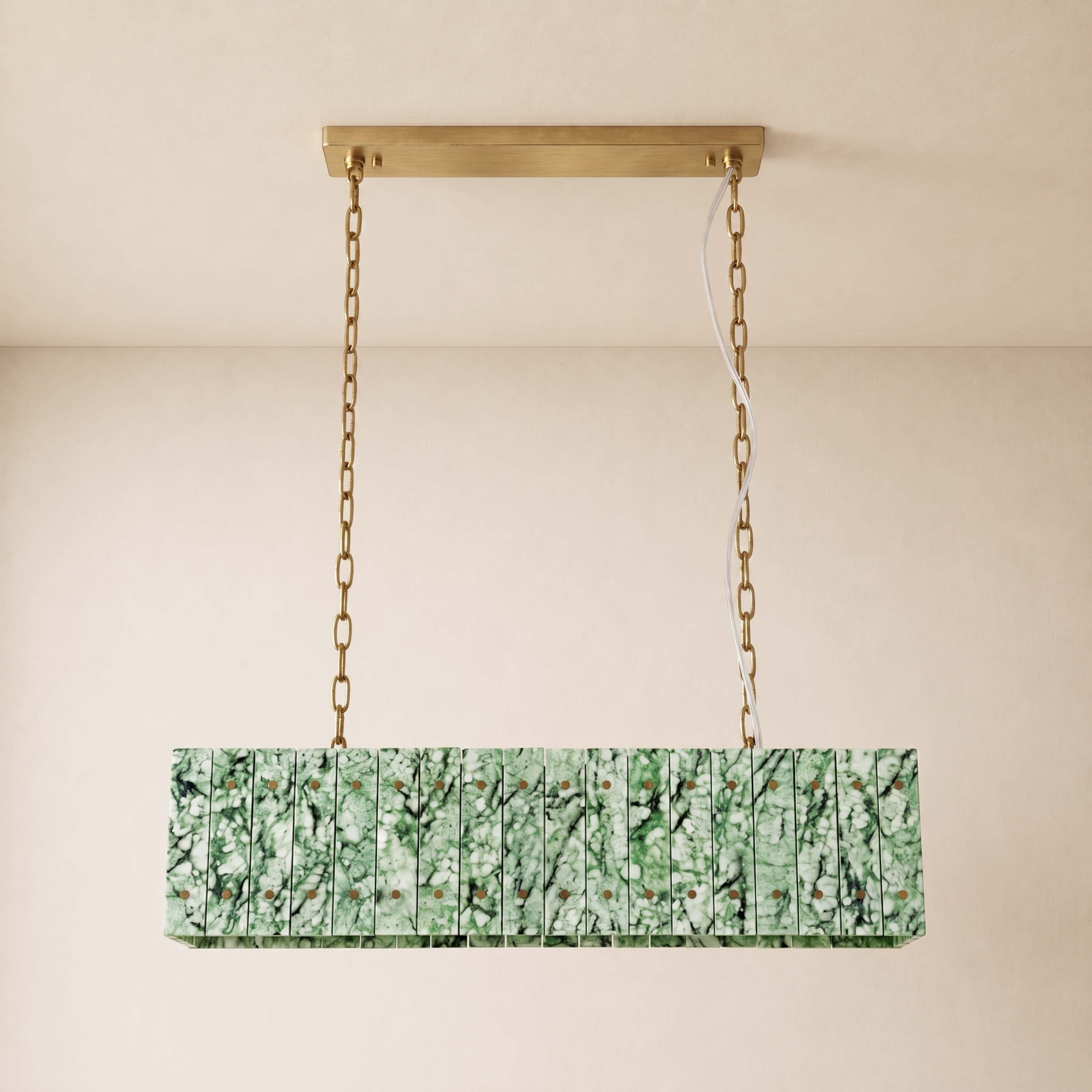 Pietra Green Marble Rectangular Chandelier 48"W