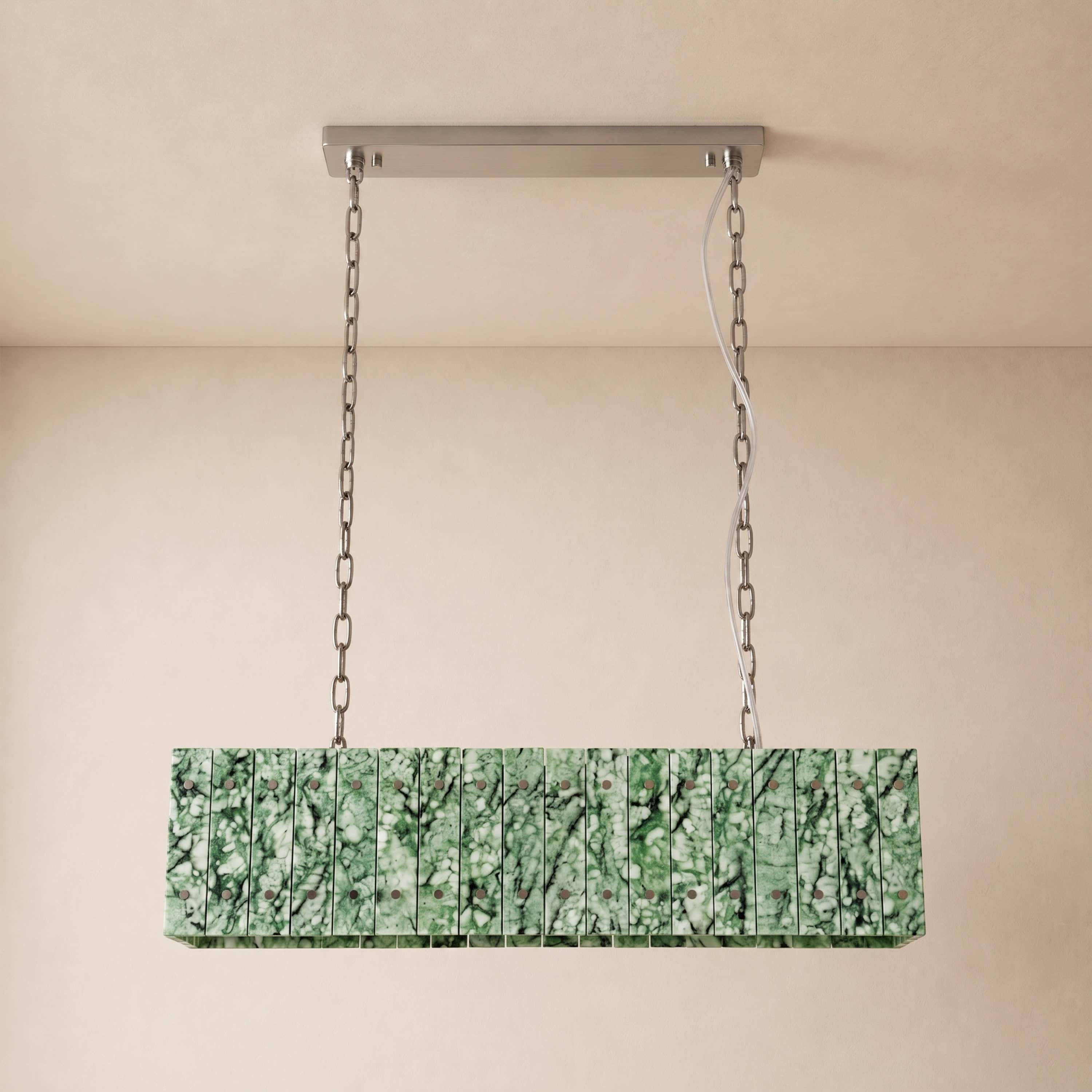 Pietra Green Marble Rectangular Chandelier 48"W