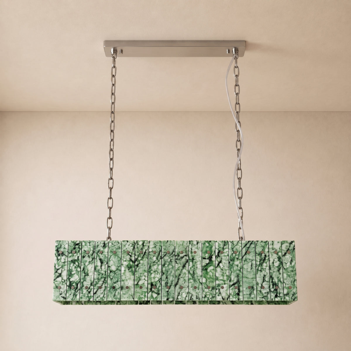Pietra Forest Green Marble Rectangular Chandelier 48"W