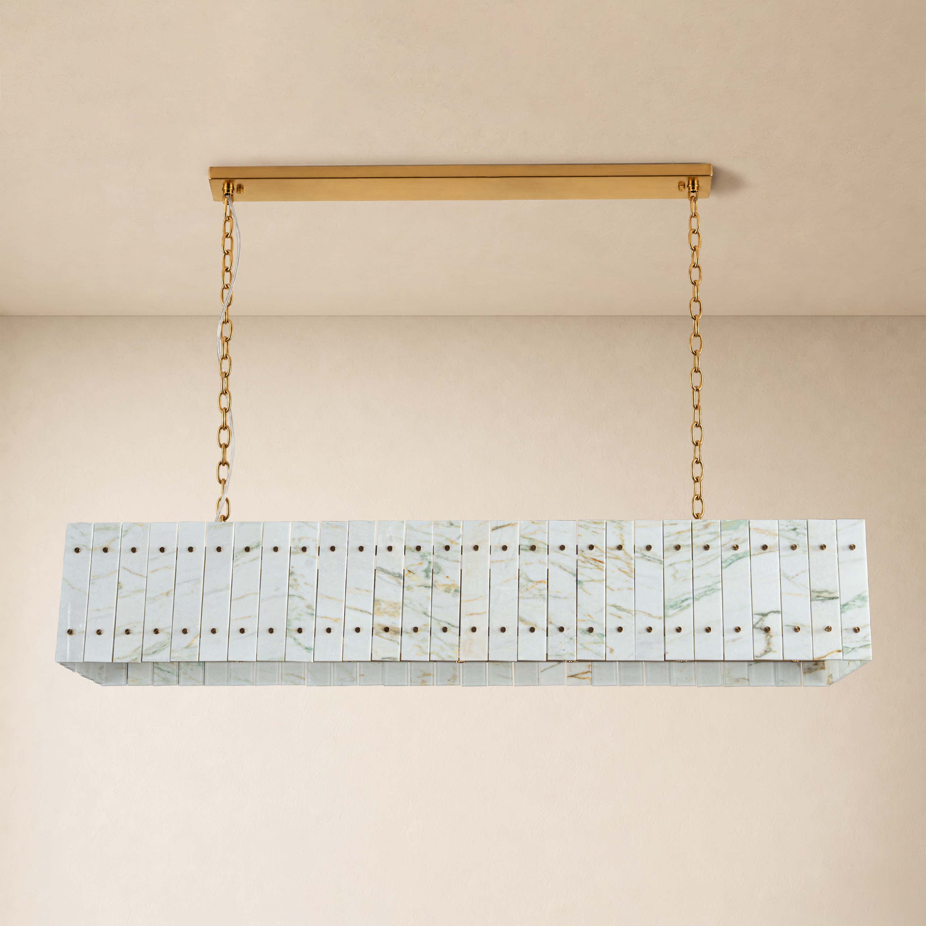 Pietra Quartzite Rectangular Chandelier 55.1"W