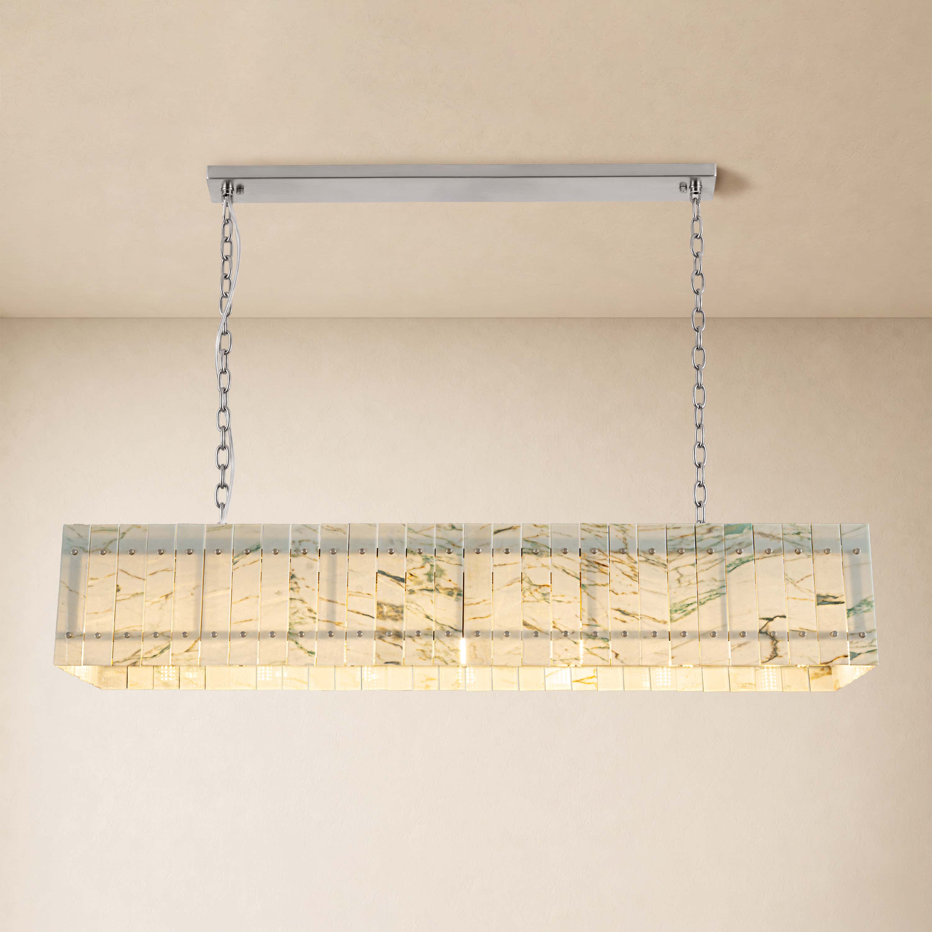 Pietra Quartzite Rectangular Chandelier 55.1"W