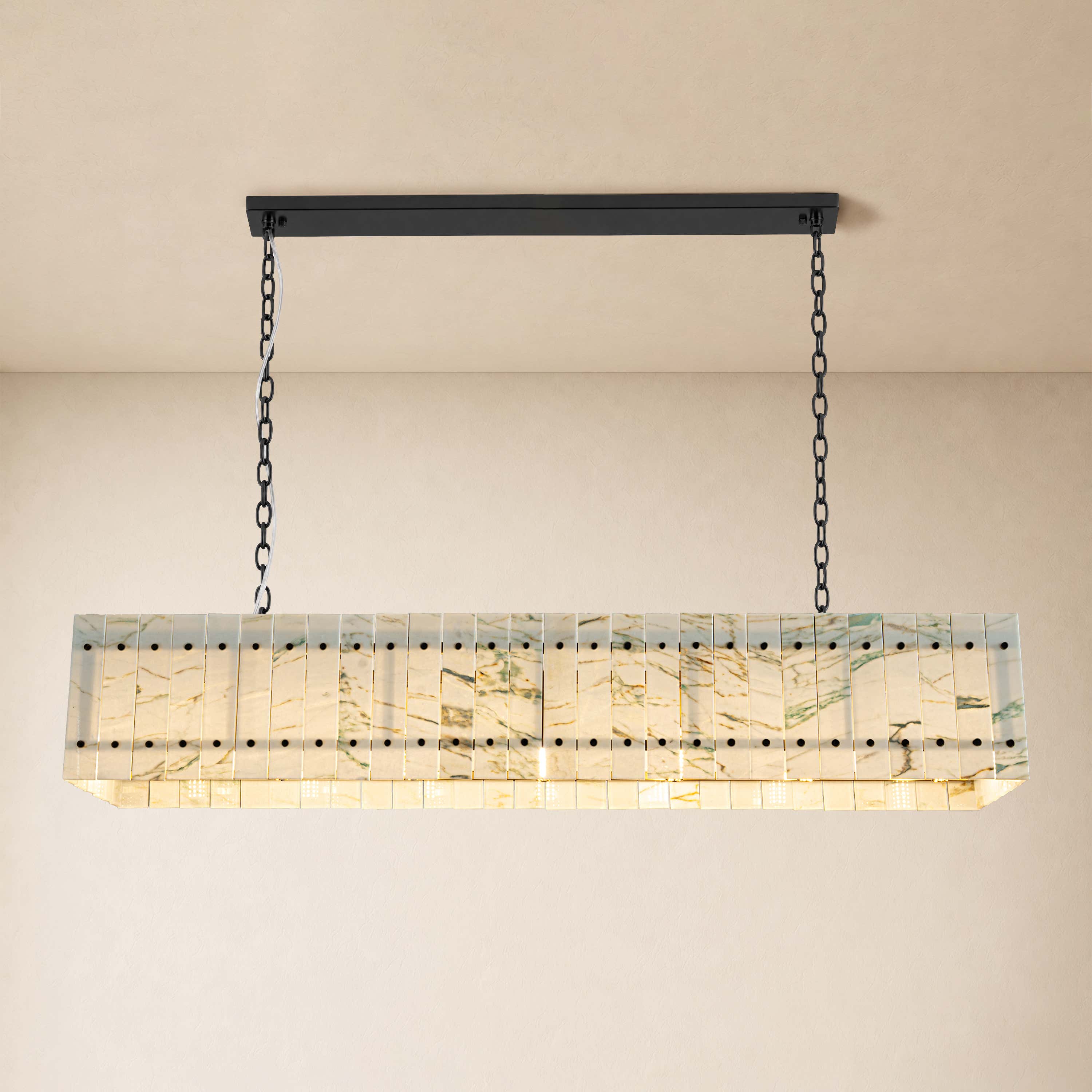 Pietra Quartzite Rectangular Chandelier 55.1"W