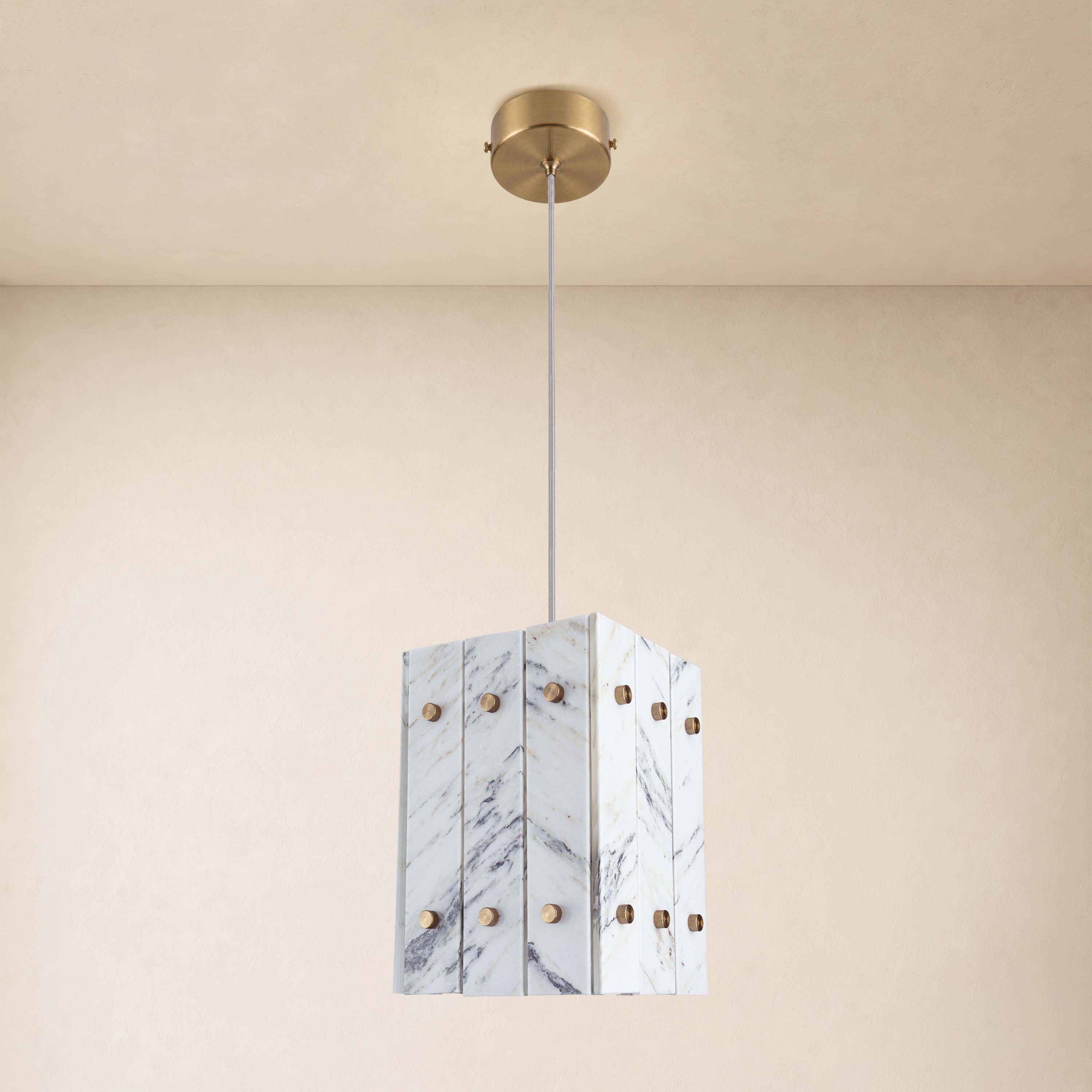 Pietra Quartz Box Pendant 6.6"W