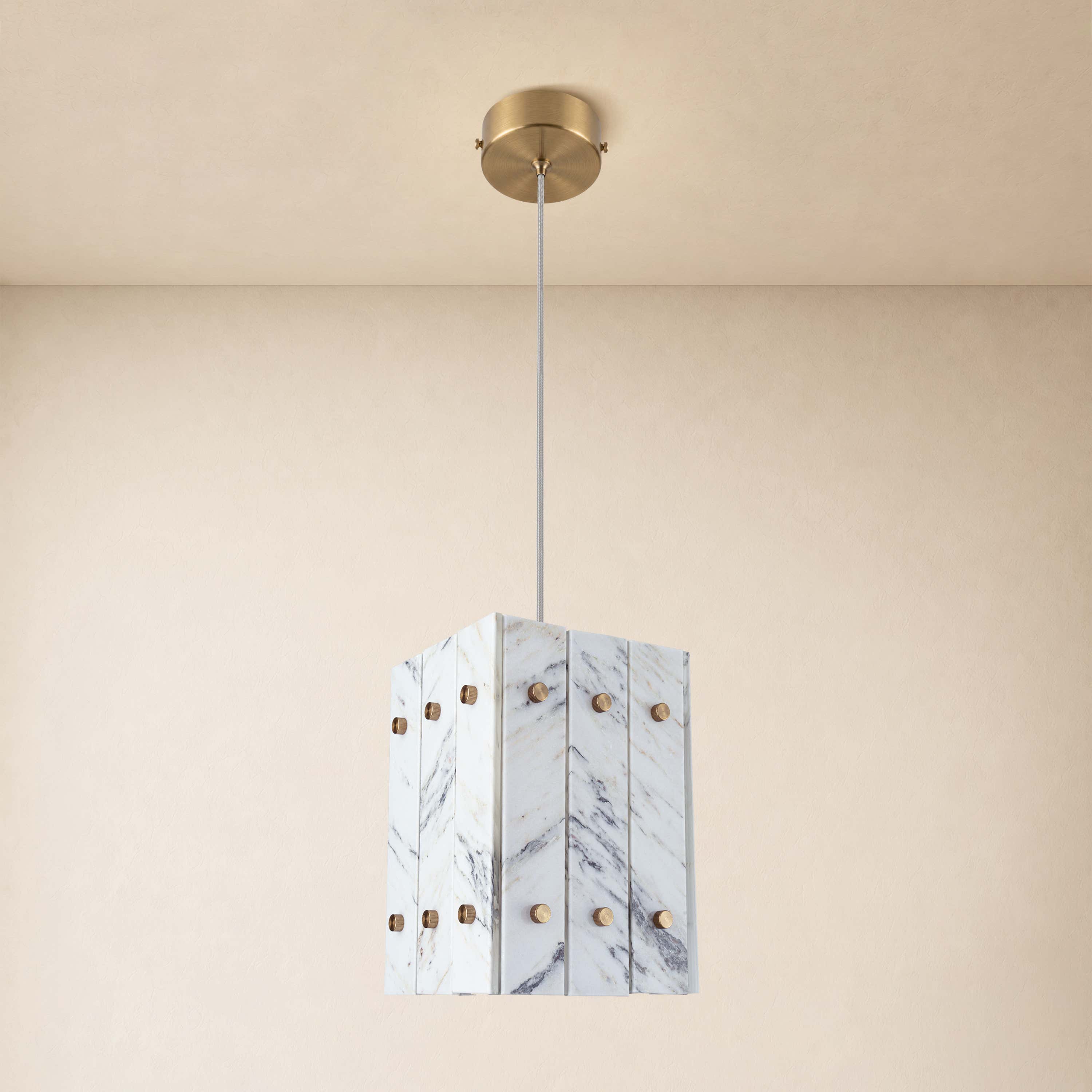 Pietra Quartz Box Pendant 6.6"W