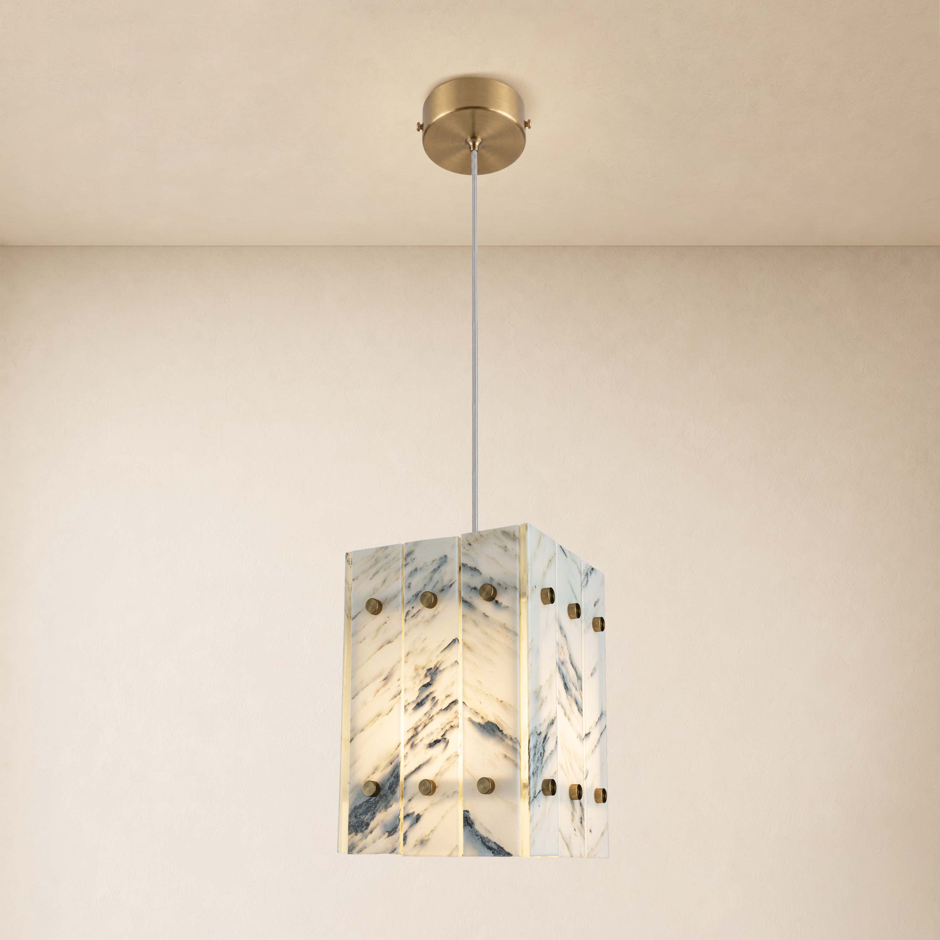Pietra Quartz Box Pendant 6.6"W