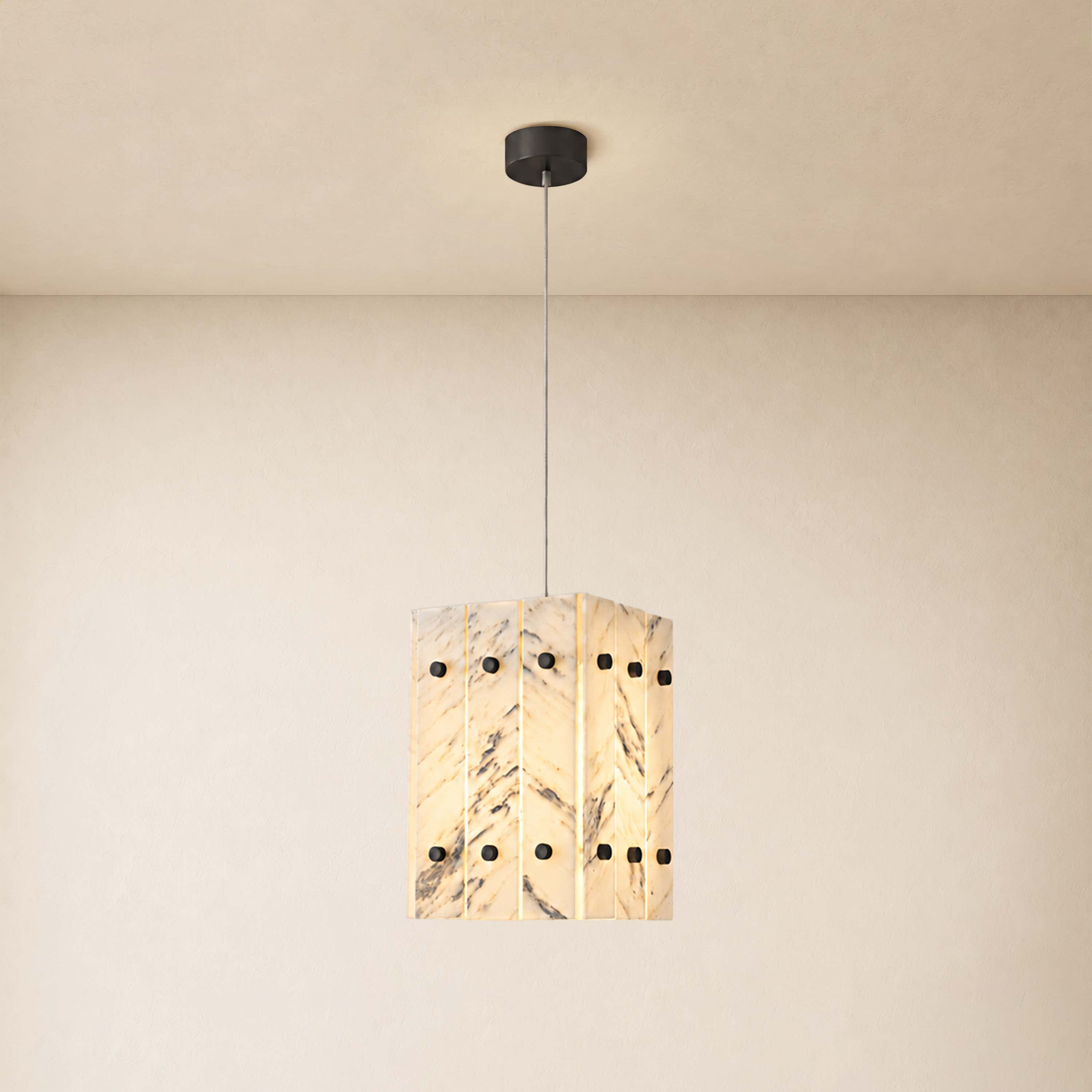 Pietra Quartz Box Pendant 6.6"W