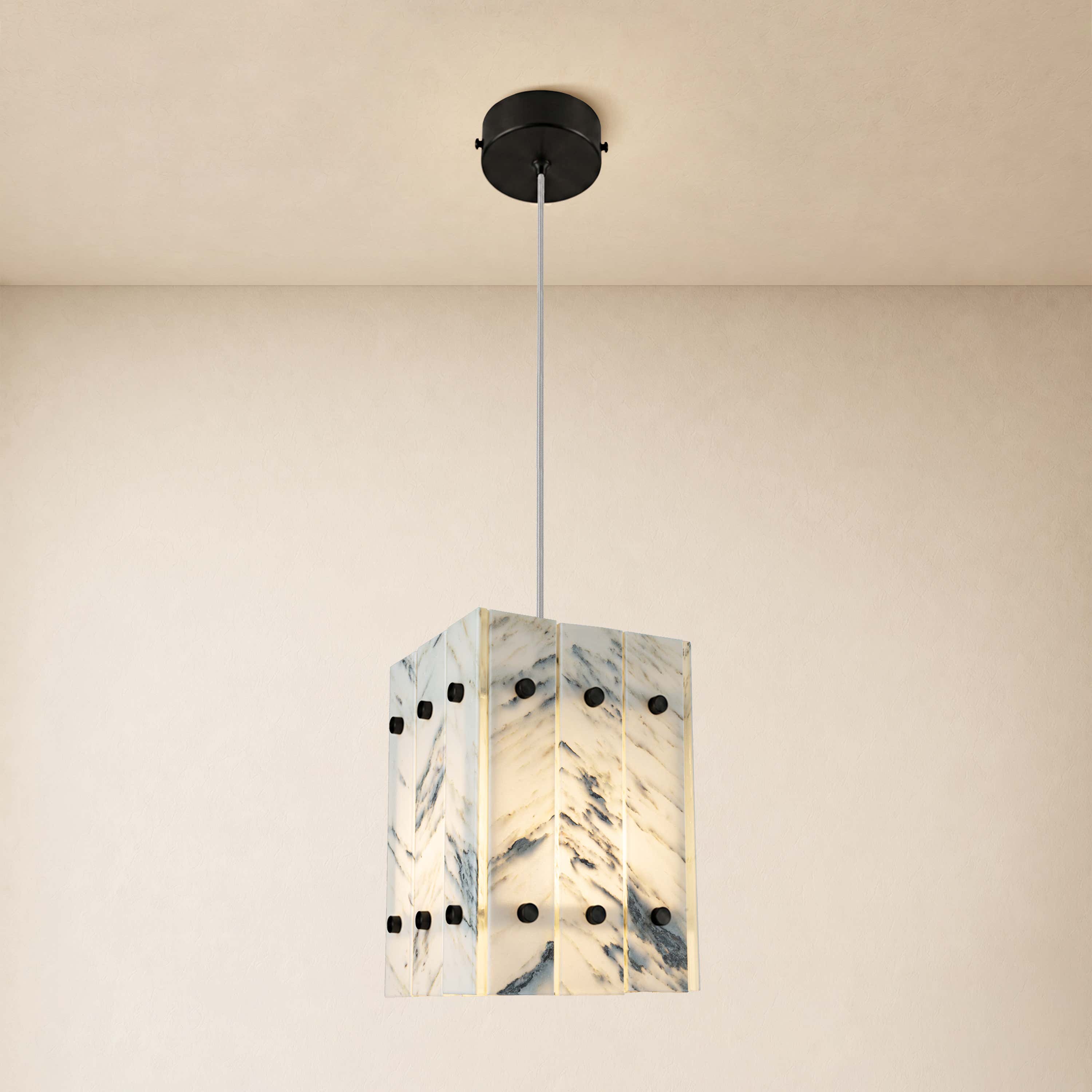 Pietra Quartz Box Pendant 6.6"W