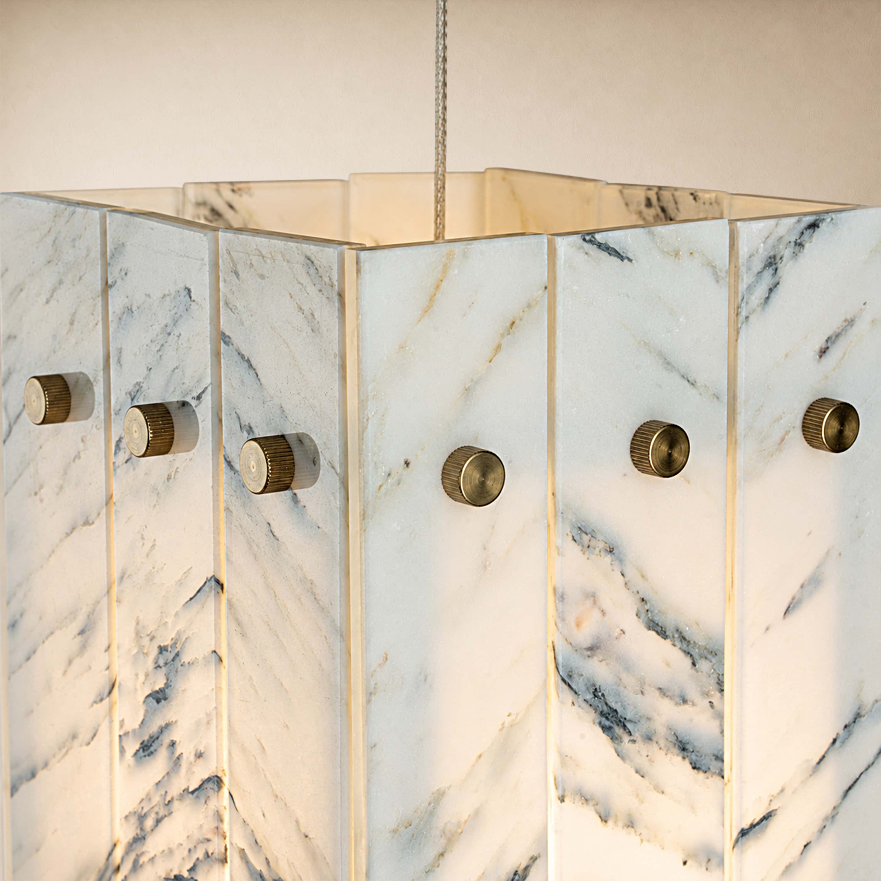 Pietra Quartz Box Pendant 6.6"W