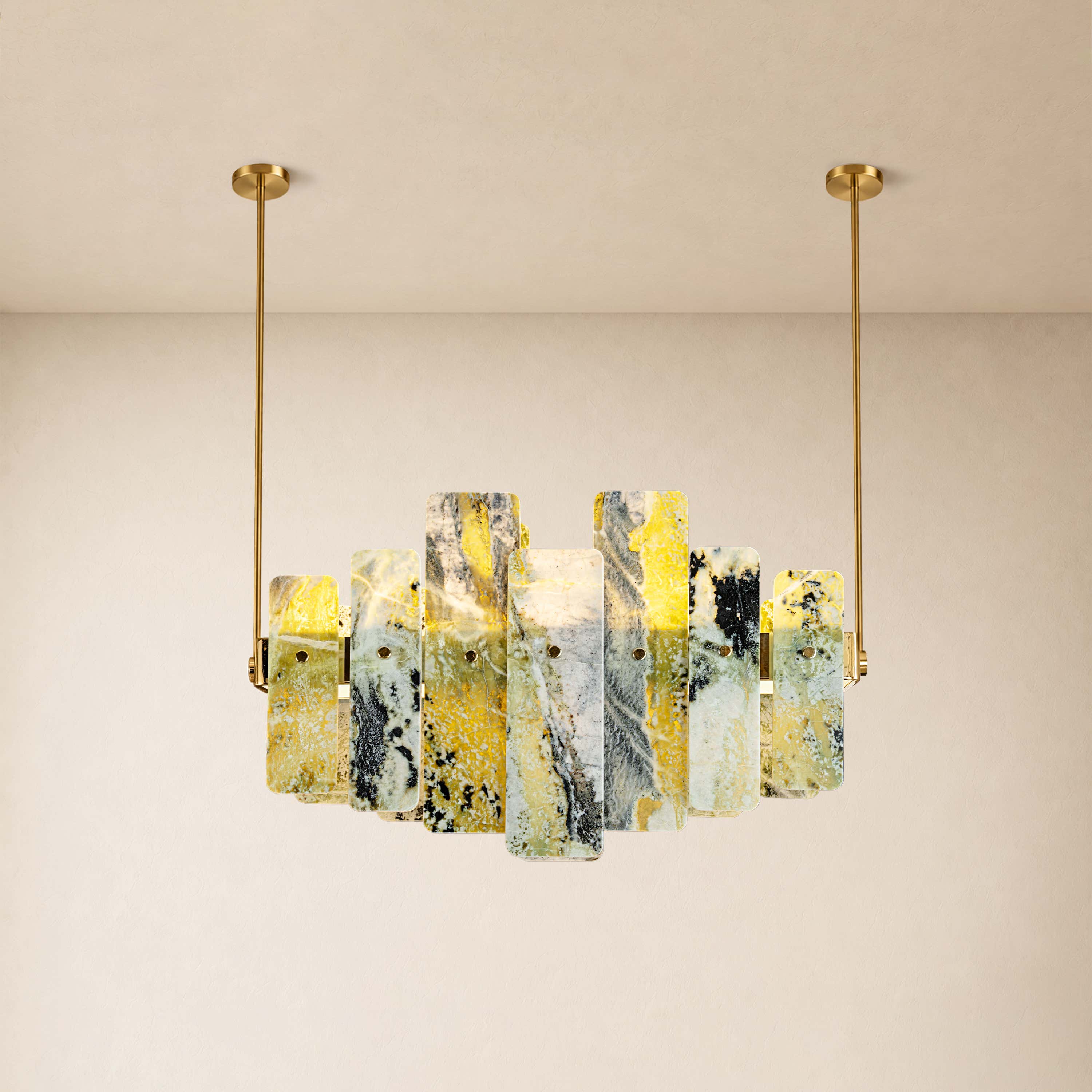 Pietra Green Marble Linear Chandelier 27.5"W