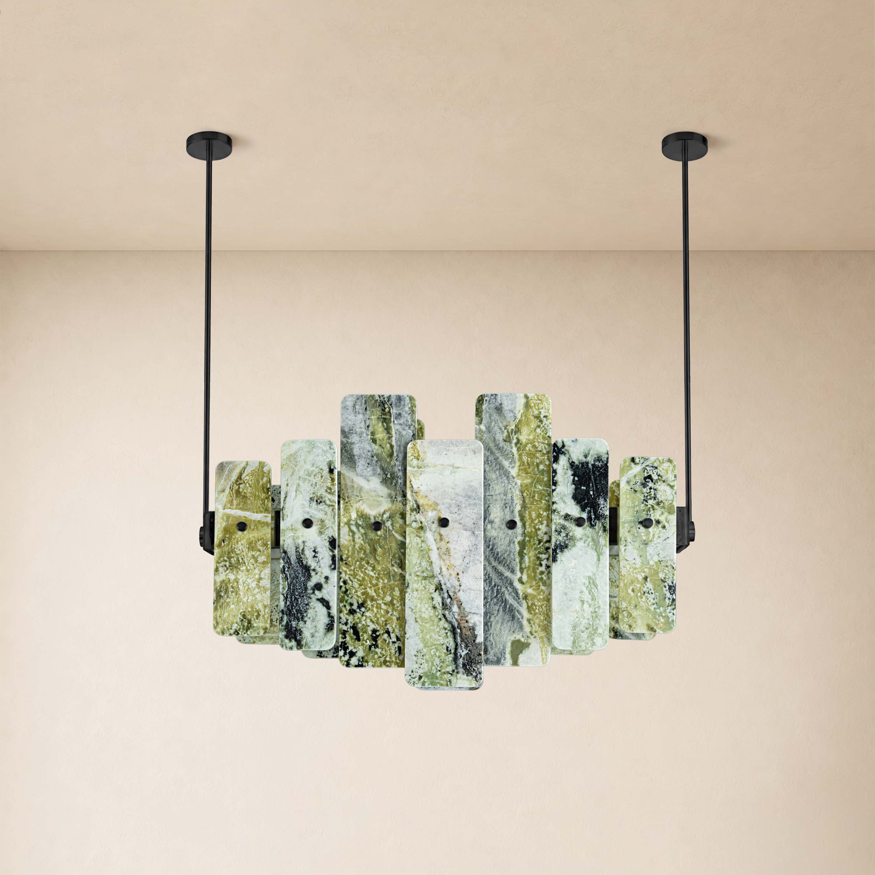 Pietra Green Marble Linear Chandelier 27.5"W