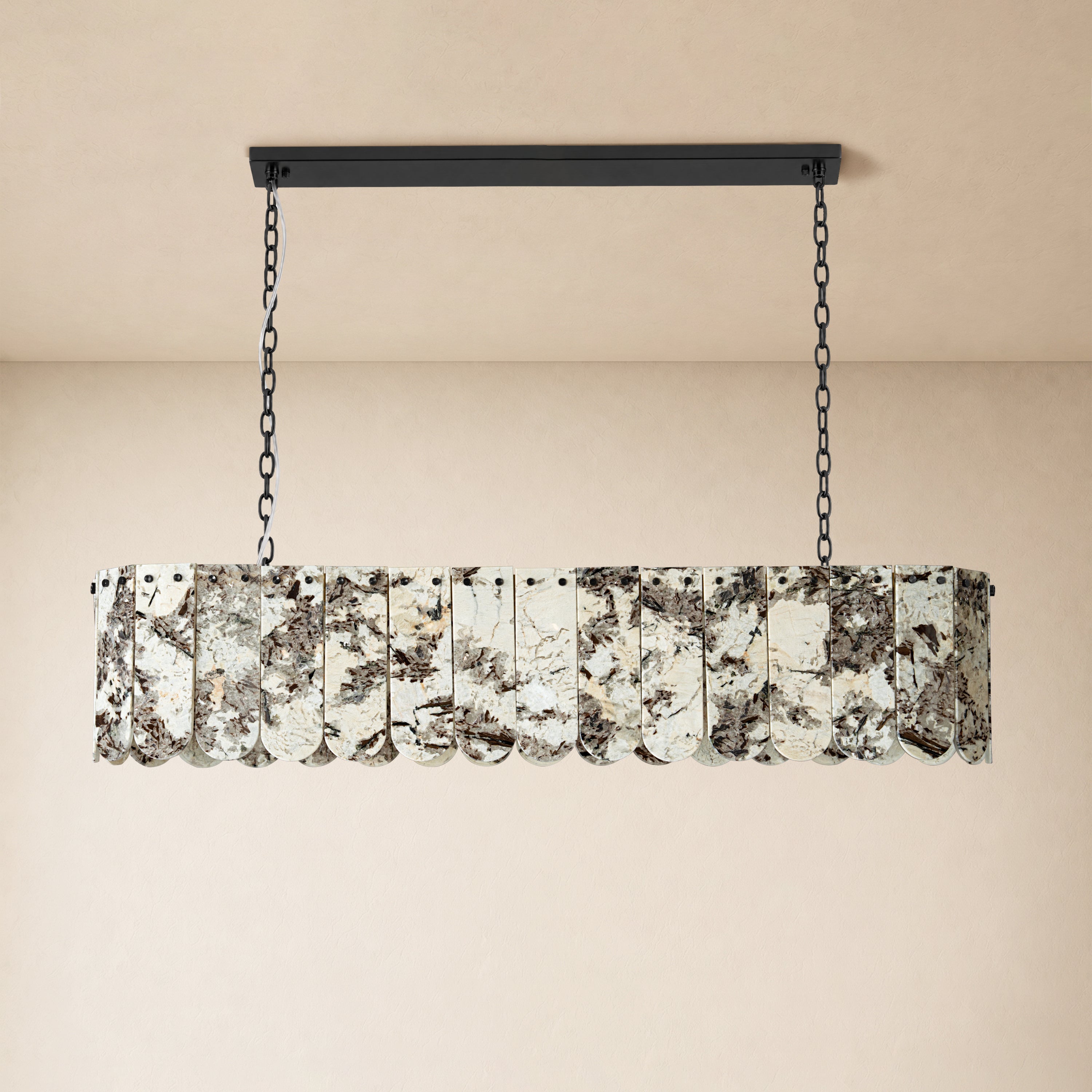 Pietra Snowflake Marble Rounded Linear Chandelier 35.4"W