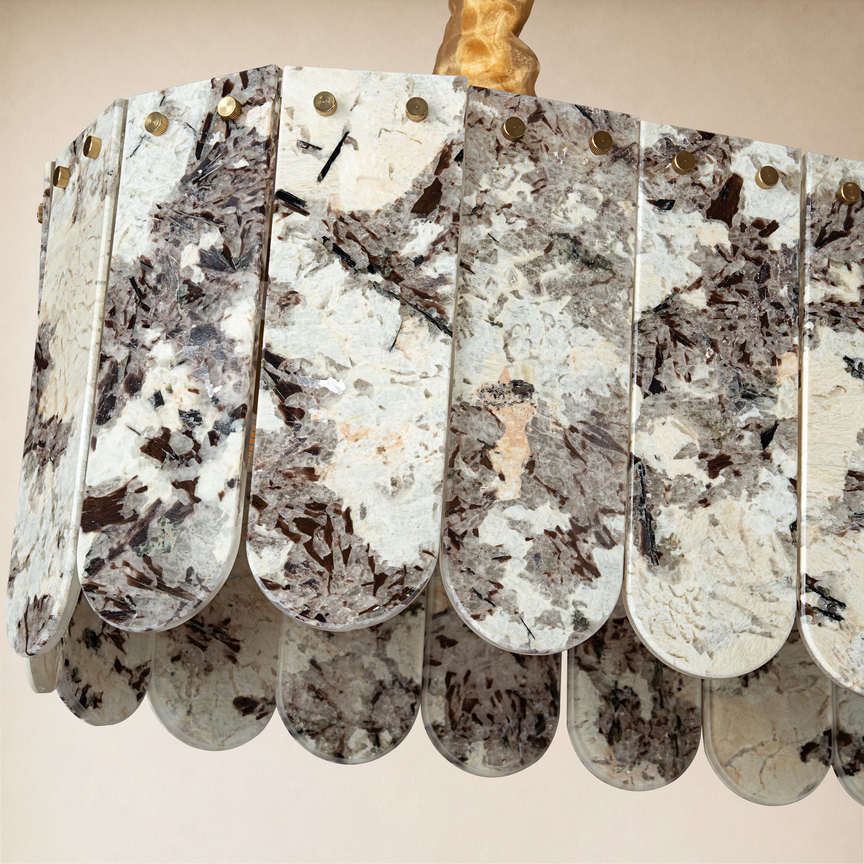 Pietra Snowflake Marble Rounded Linear Chandelier 35.4"W