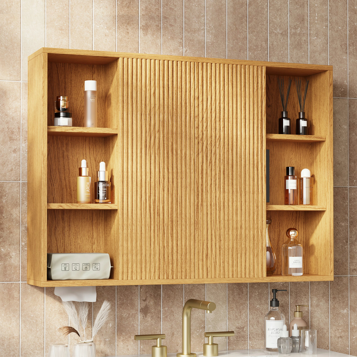 Isla Oak Bathroom Wall Mirror And Vanity Set