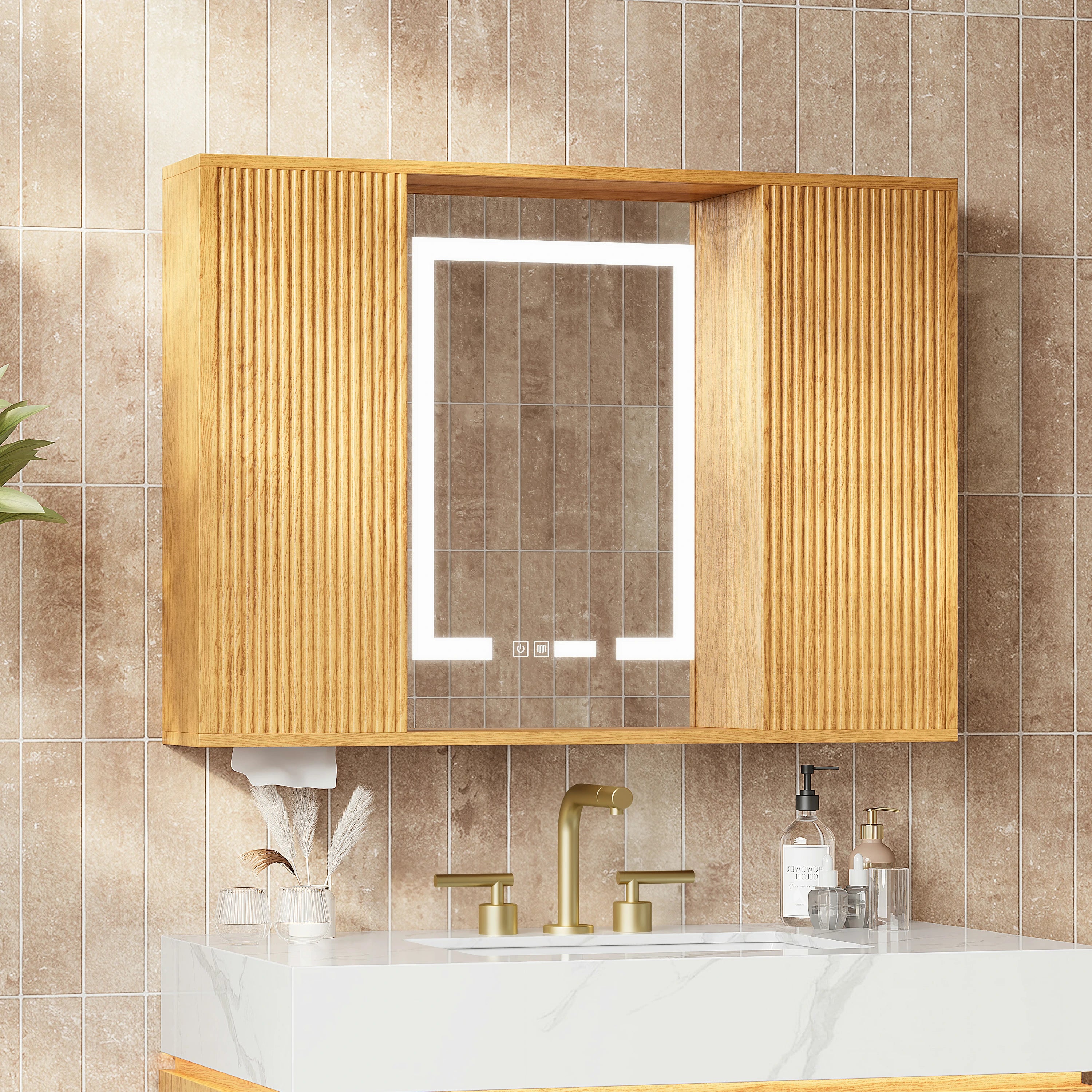 Isla Oak Bathroom Wall Mirror 36"
