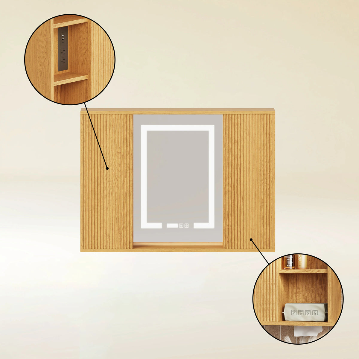 Isla Oak Bathroom Wall Mirror And Vanity Set