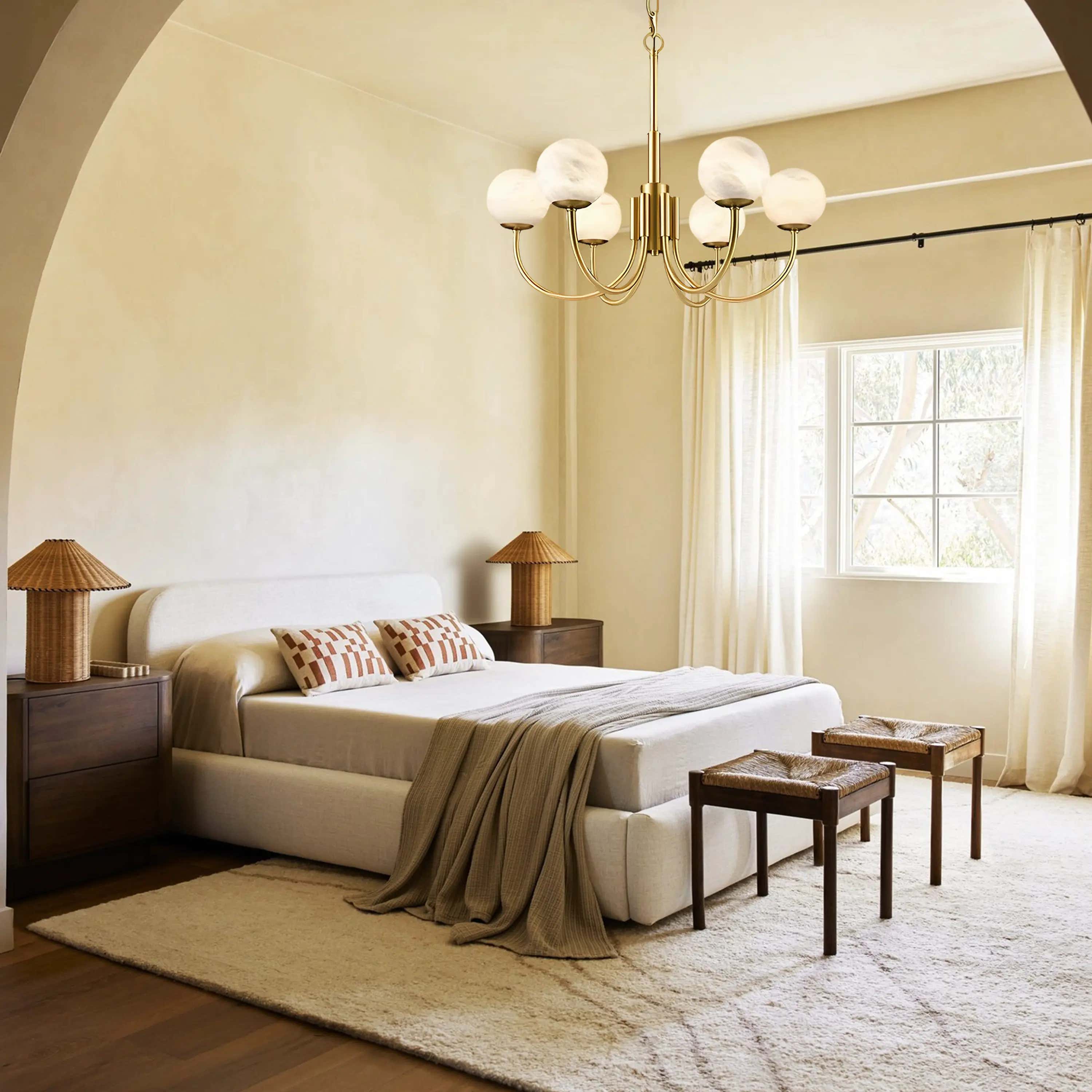 Modern Alabaster Round Art Chandelier 31.5"D#Finish_Gold