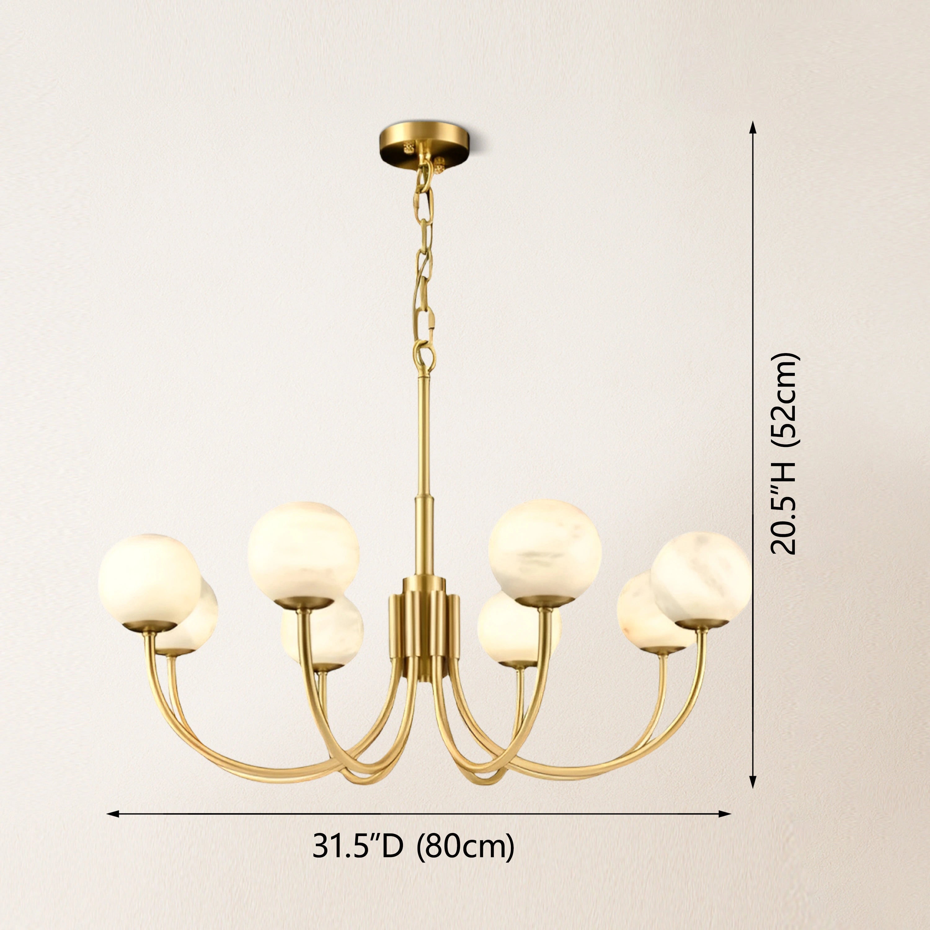 Modern Alabaster Round Art Chandelier 31.5"D#Finish_Gold