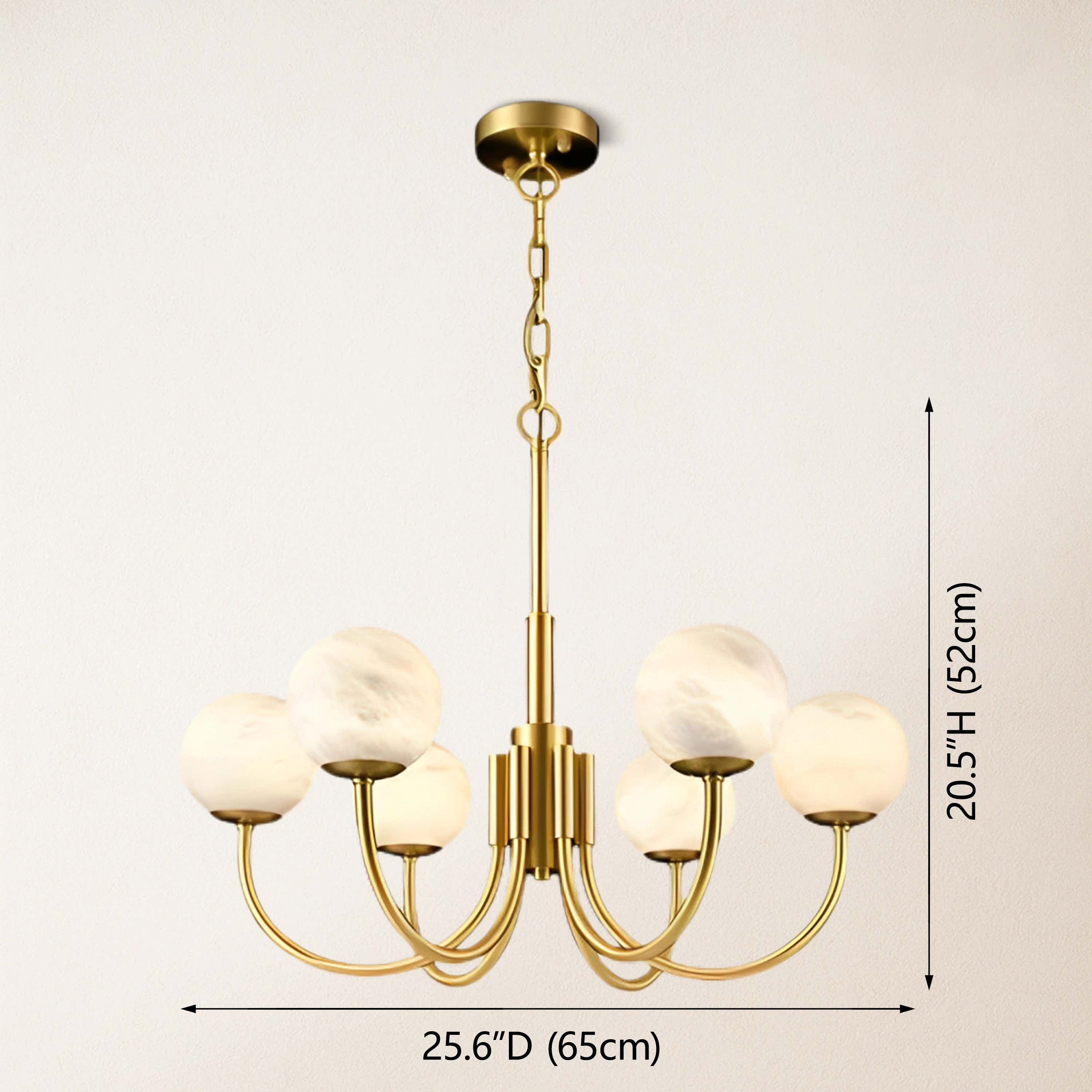 Modern Alabaster Round Art Chandelier 25.6"D#Finish_Gold