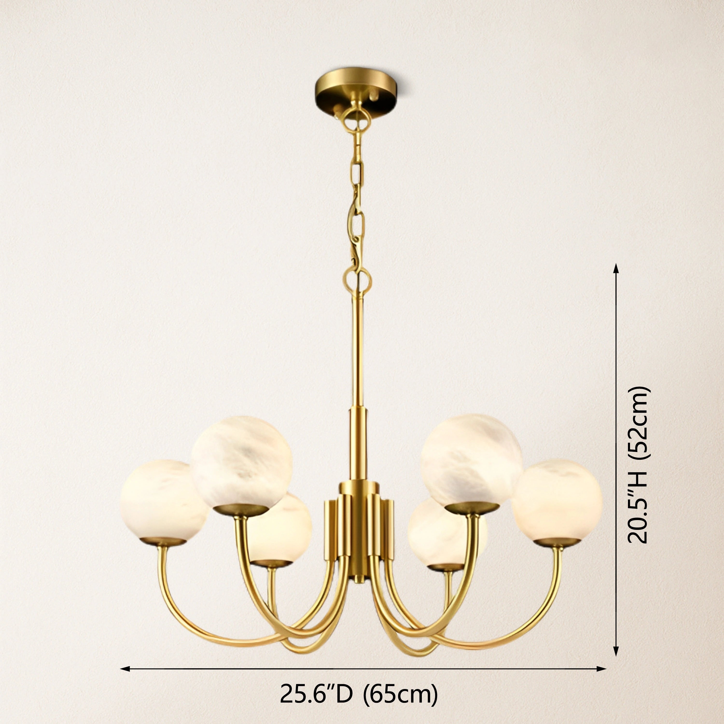 Modern Alabaster Round Art Chandelier 25.6"D#Finish_Gold