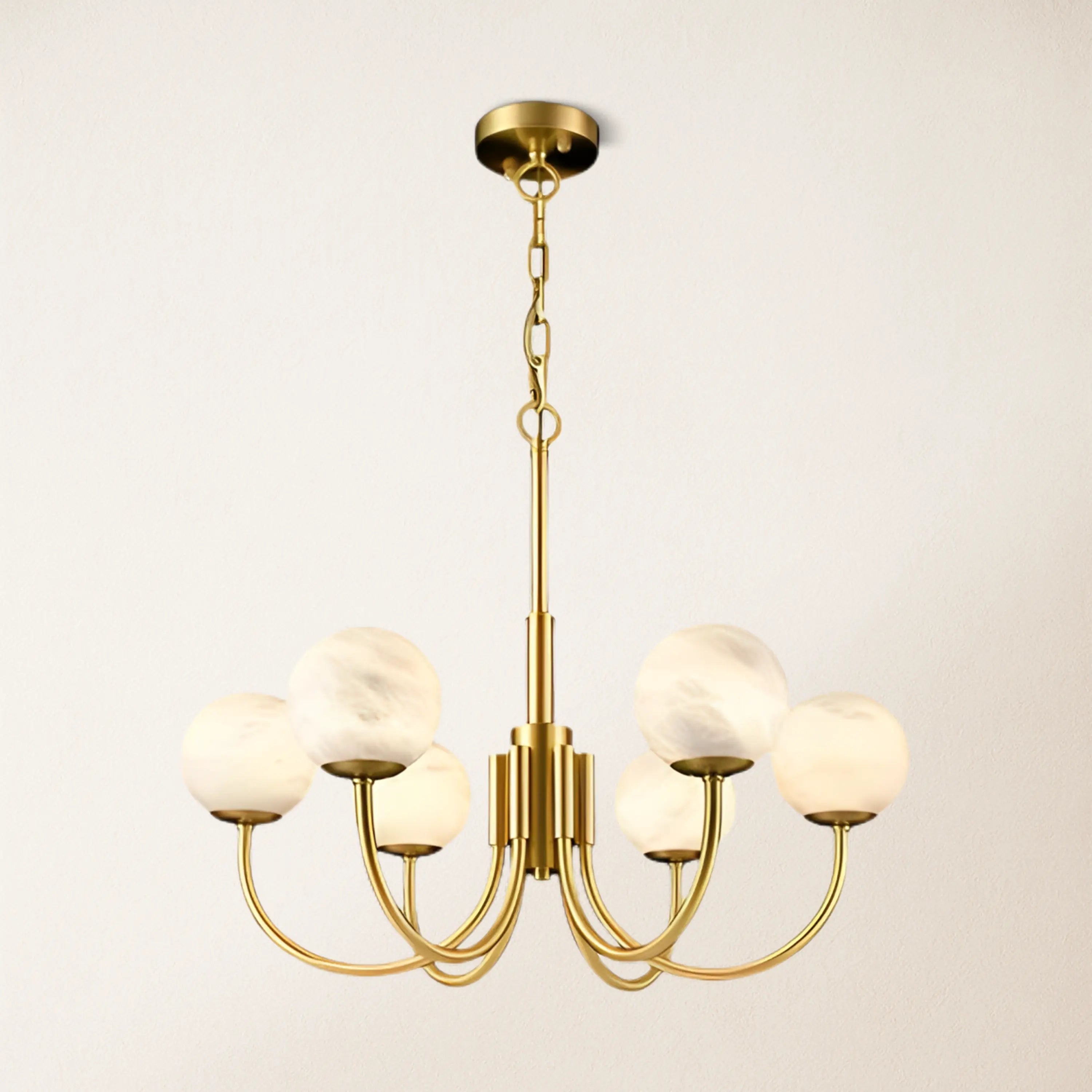 Modern Alabaster Round Art Chandelier 31.5"D#Finish_Gold