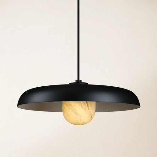 MineraLight Alabaster Industrial Pendant Light 41cm D