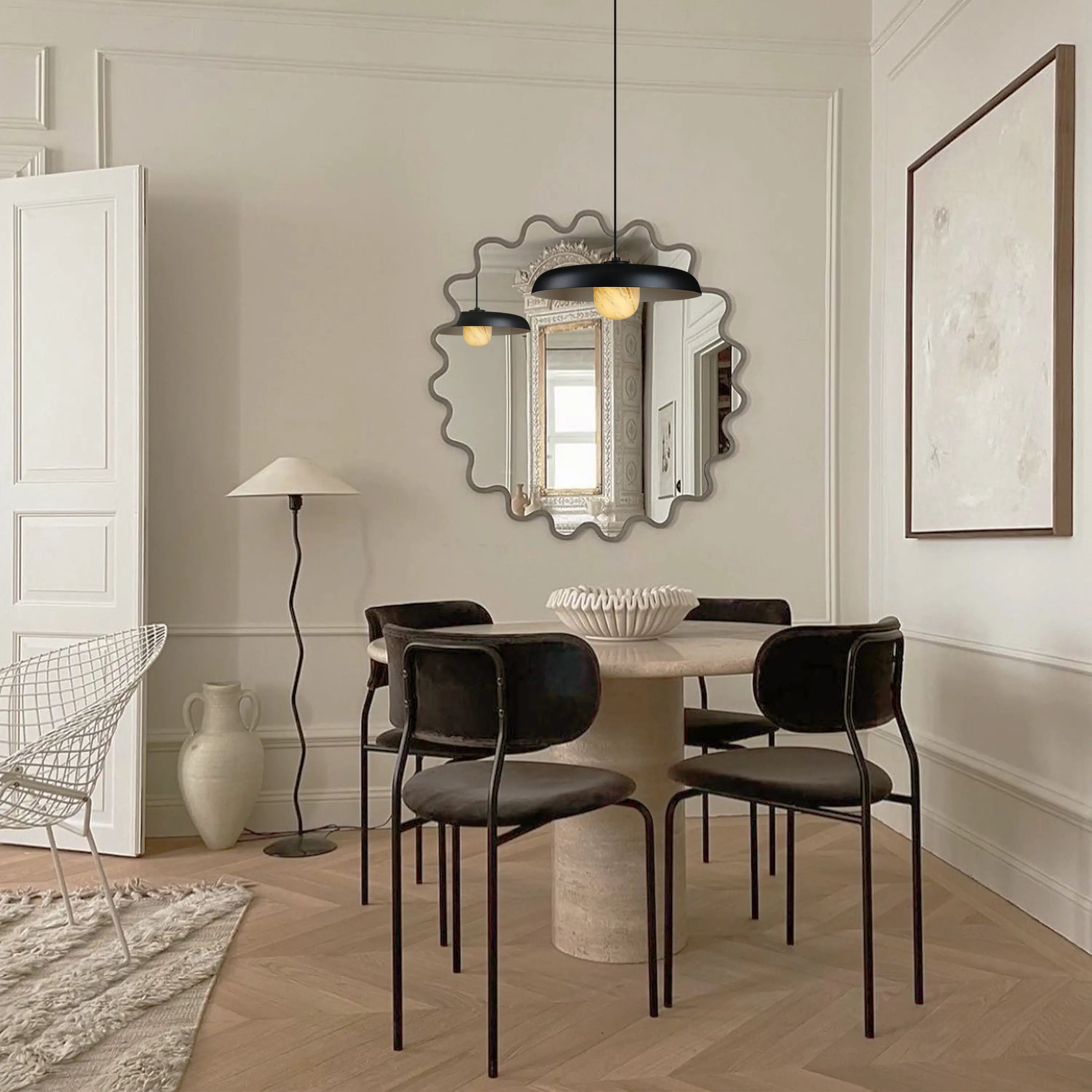 MineraLight Alabaster Industrial Pendant Light 41cm D