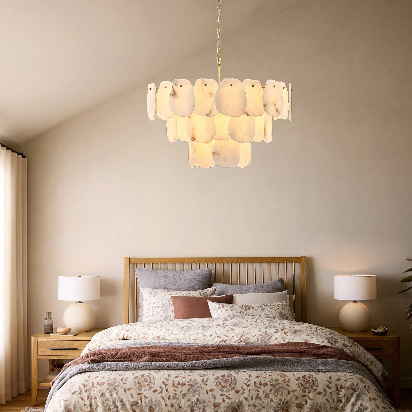 Moira Alabaster Multi-Tier Round Chandelier 81cm D