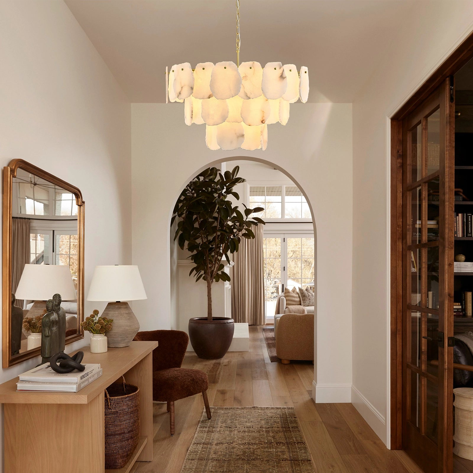 Moira Alabaster Multi-Tier Round Chandelier 81cm D