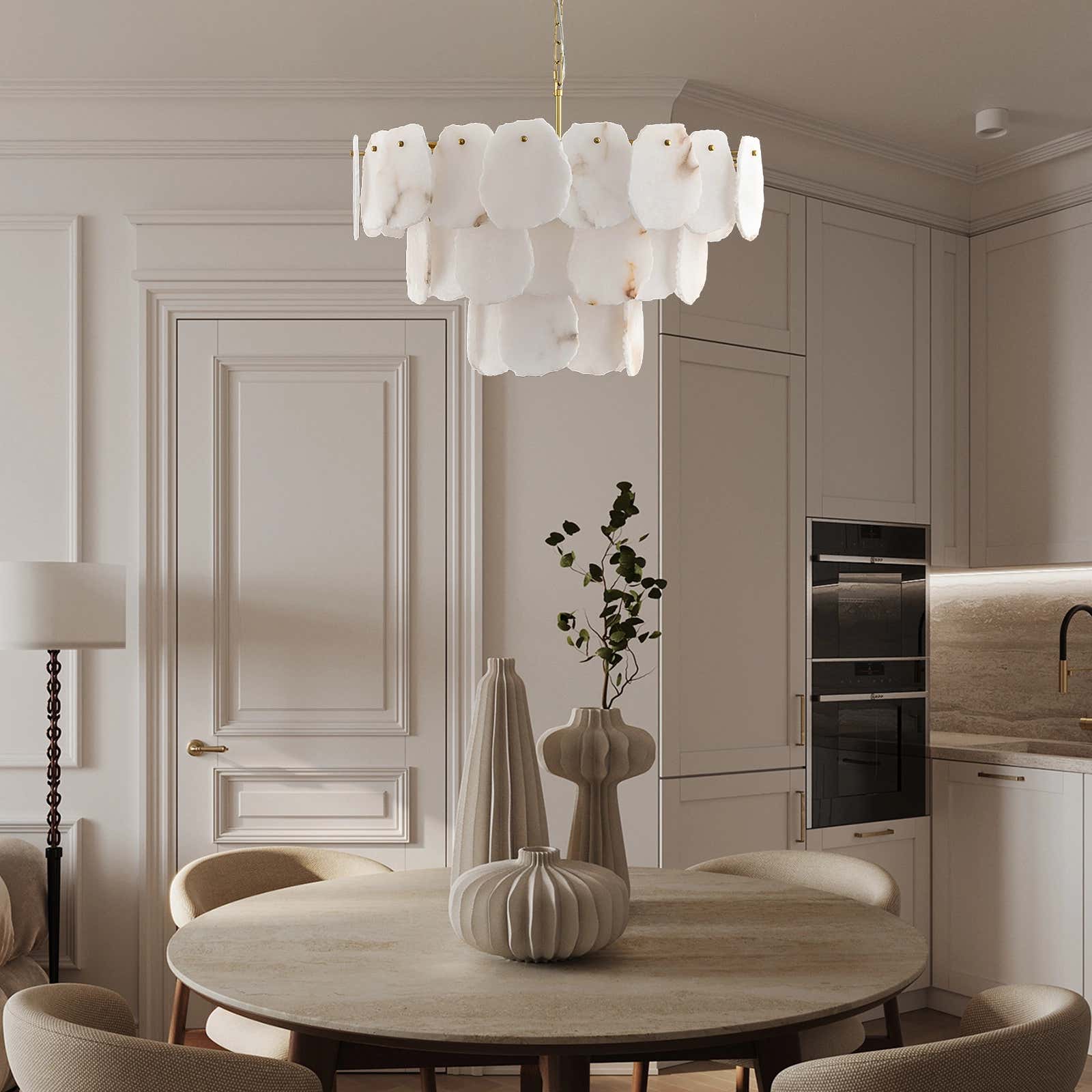 Moira Alabaster Multi-Tier Round Chandelier 32"D