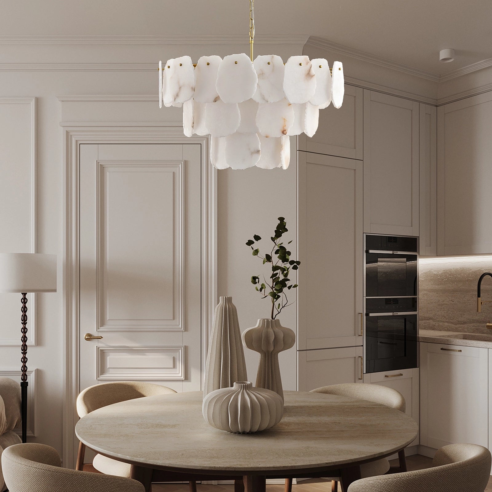 Moira Alabaster Multi-Tier Round Chandelier 81cm D