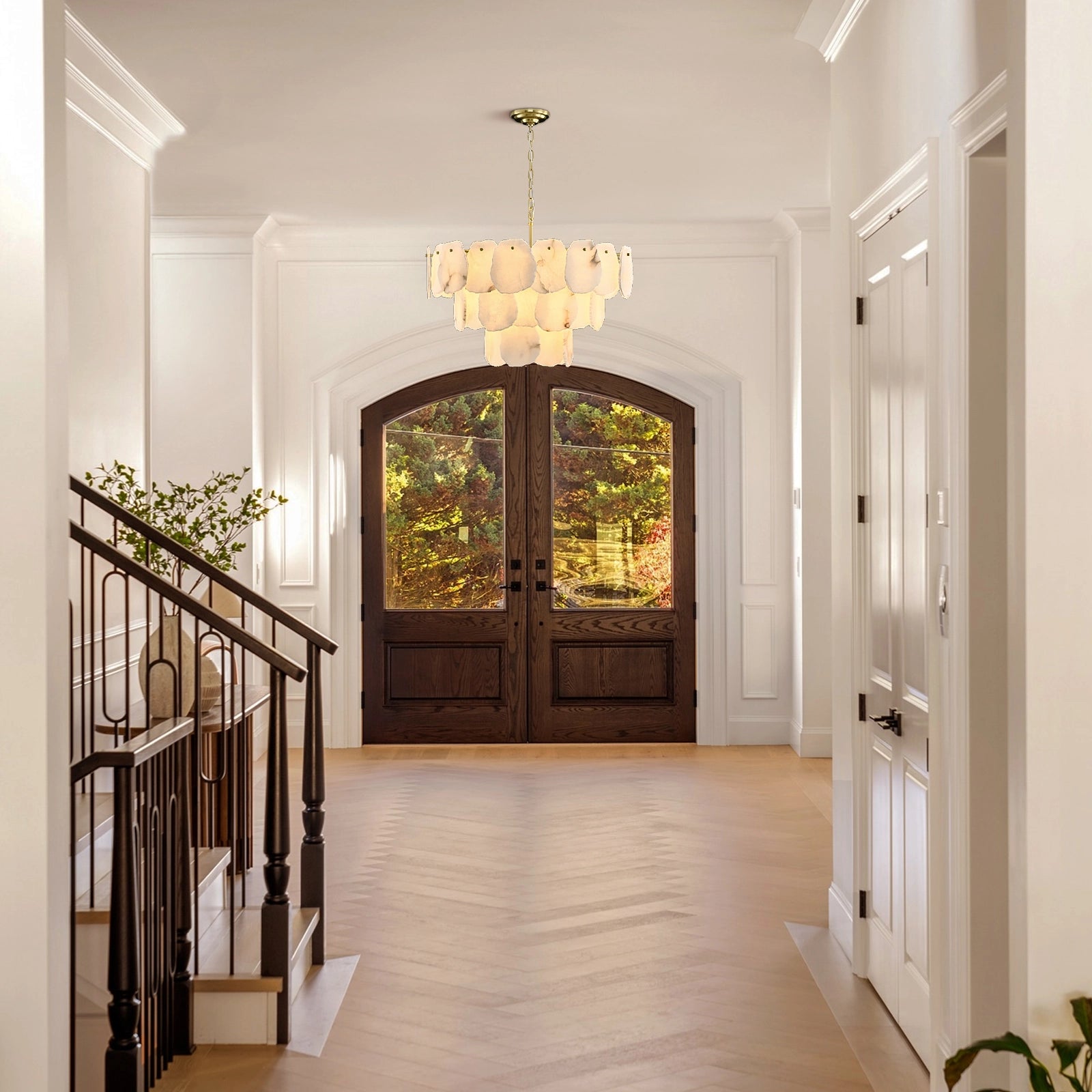 Moira Alabaster Multi-Tier Round Chandelier 81cm D