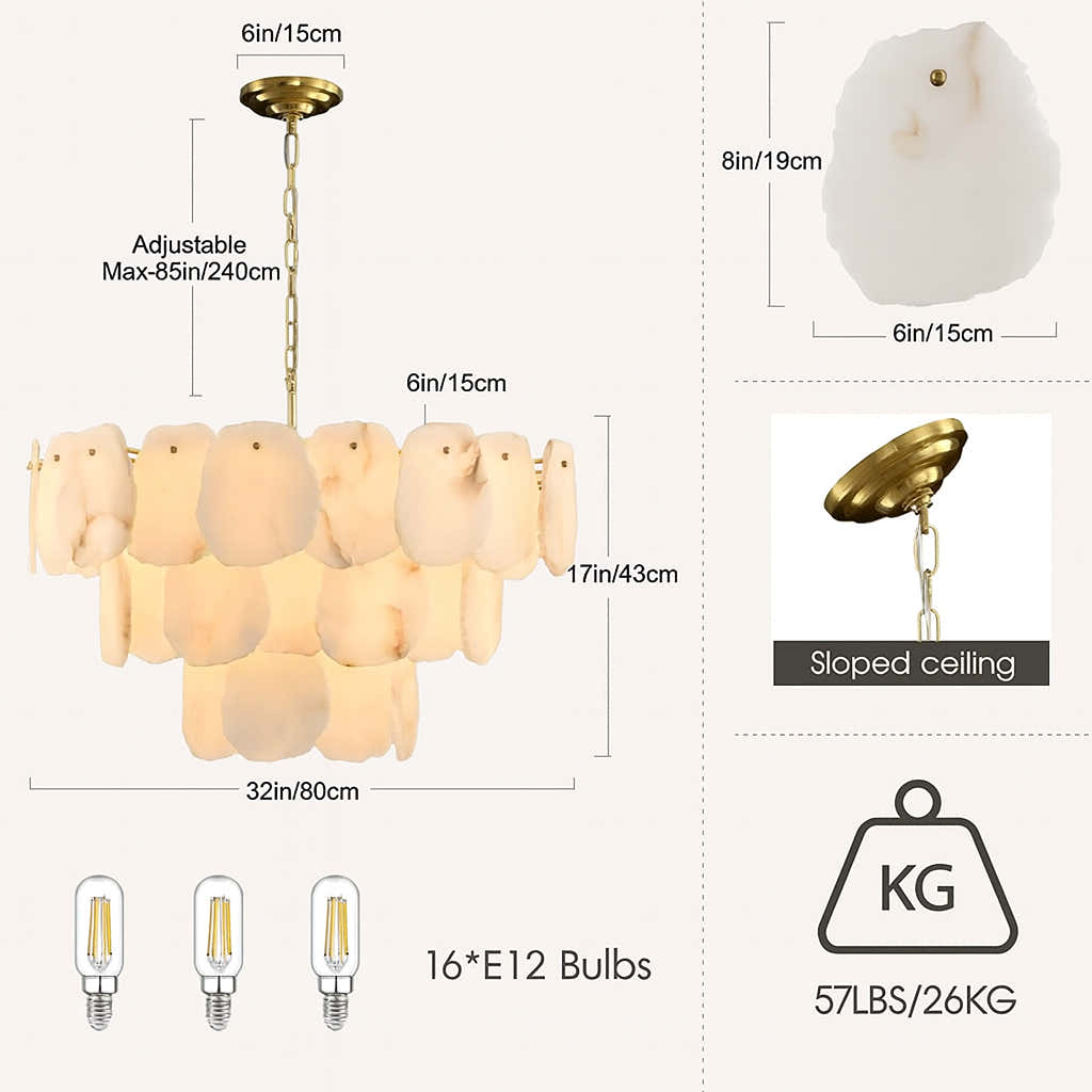 Moira Alabaster Multi-Tier Round Chandelier 32"D#Finish_Gold