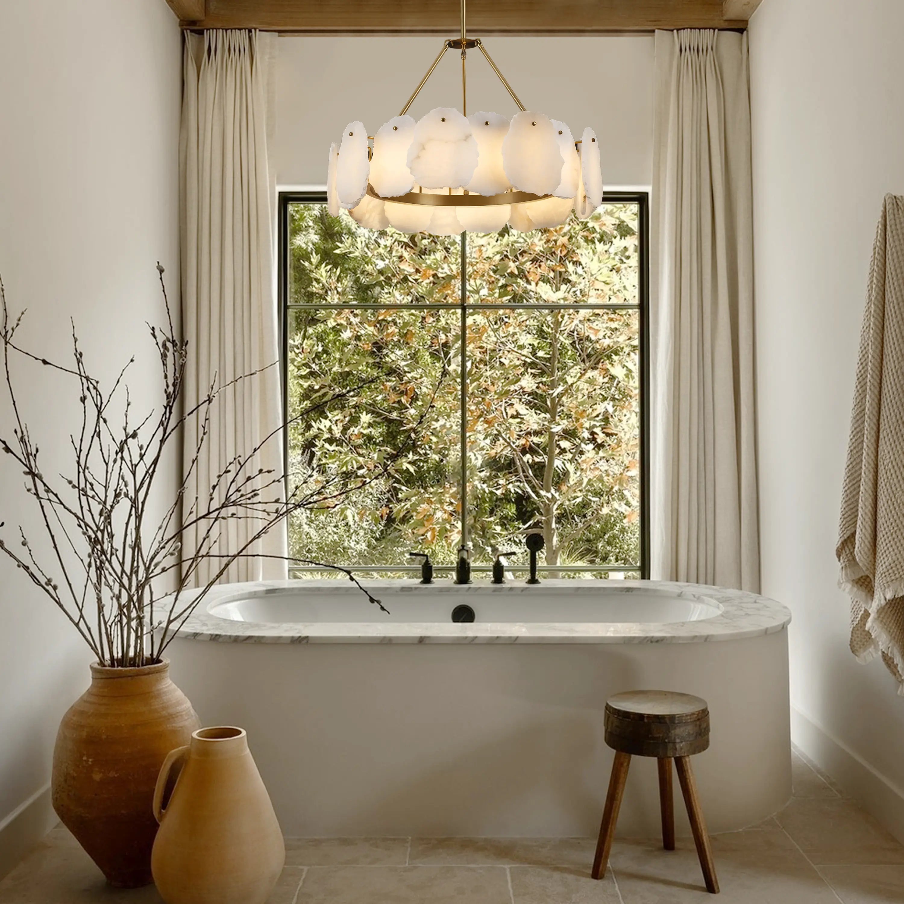 Moira Alabaster Round Chandelier 61cm D