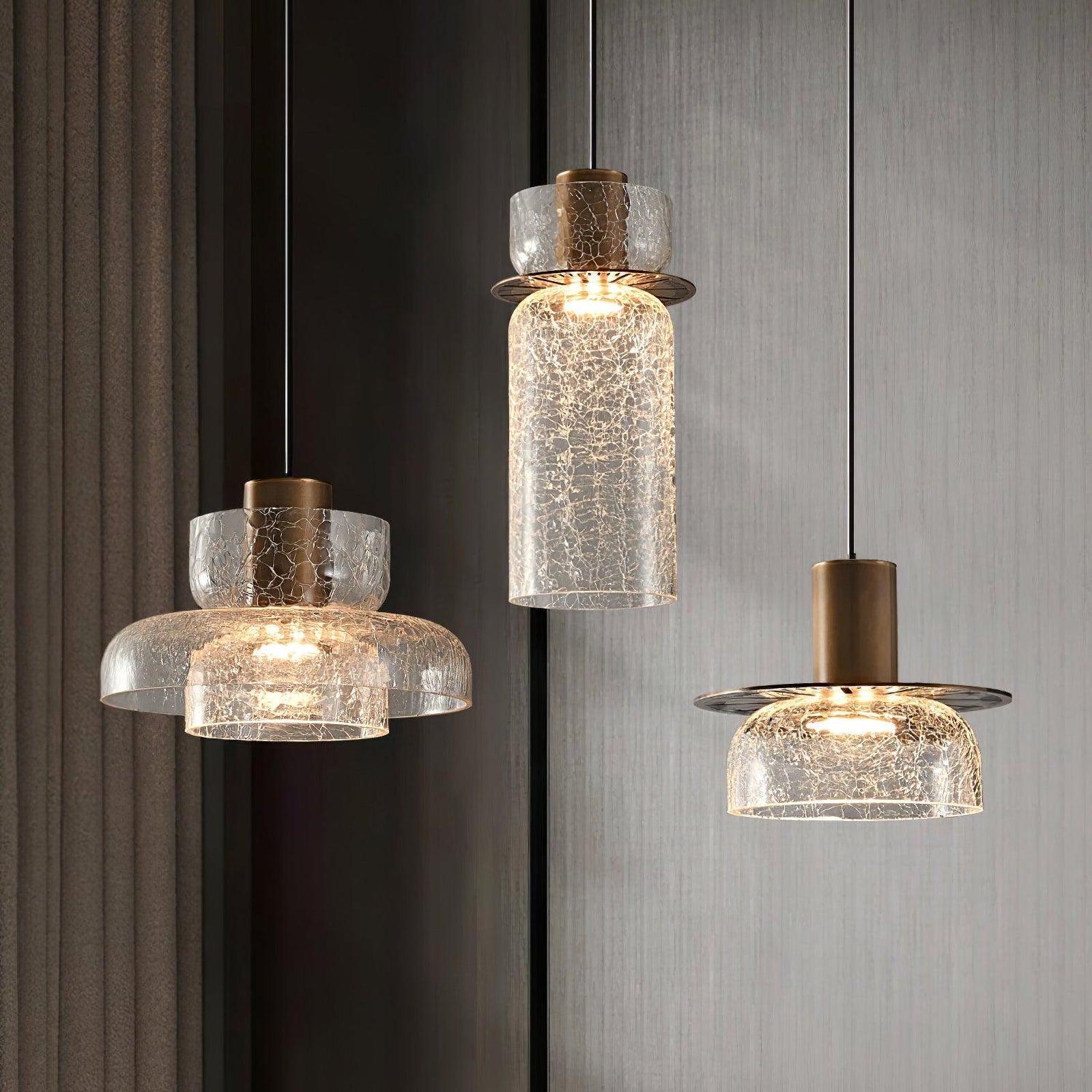 Zendria Crackle Glass Pendant Light