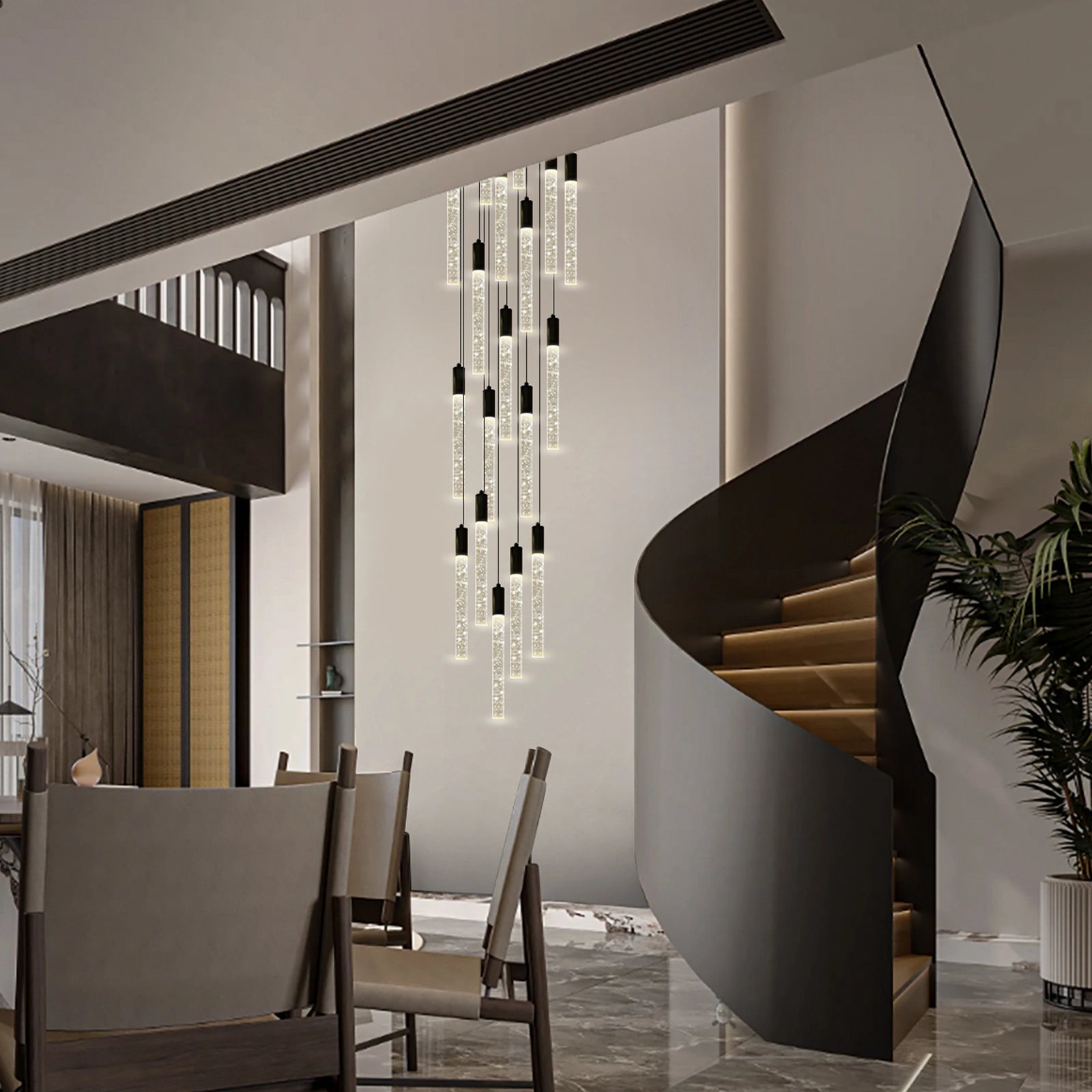 Nova Cascade Modern LED High Ceiling Chandelier 61cm D