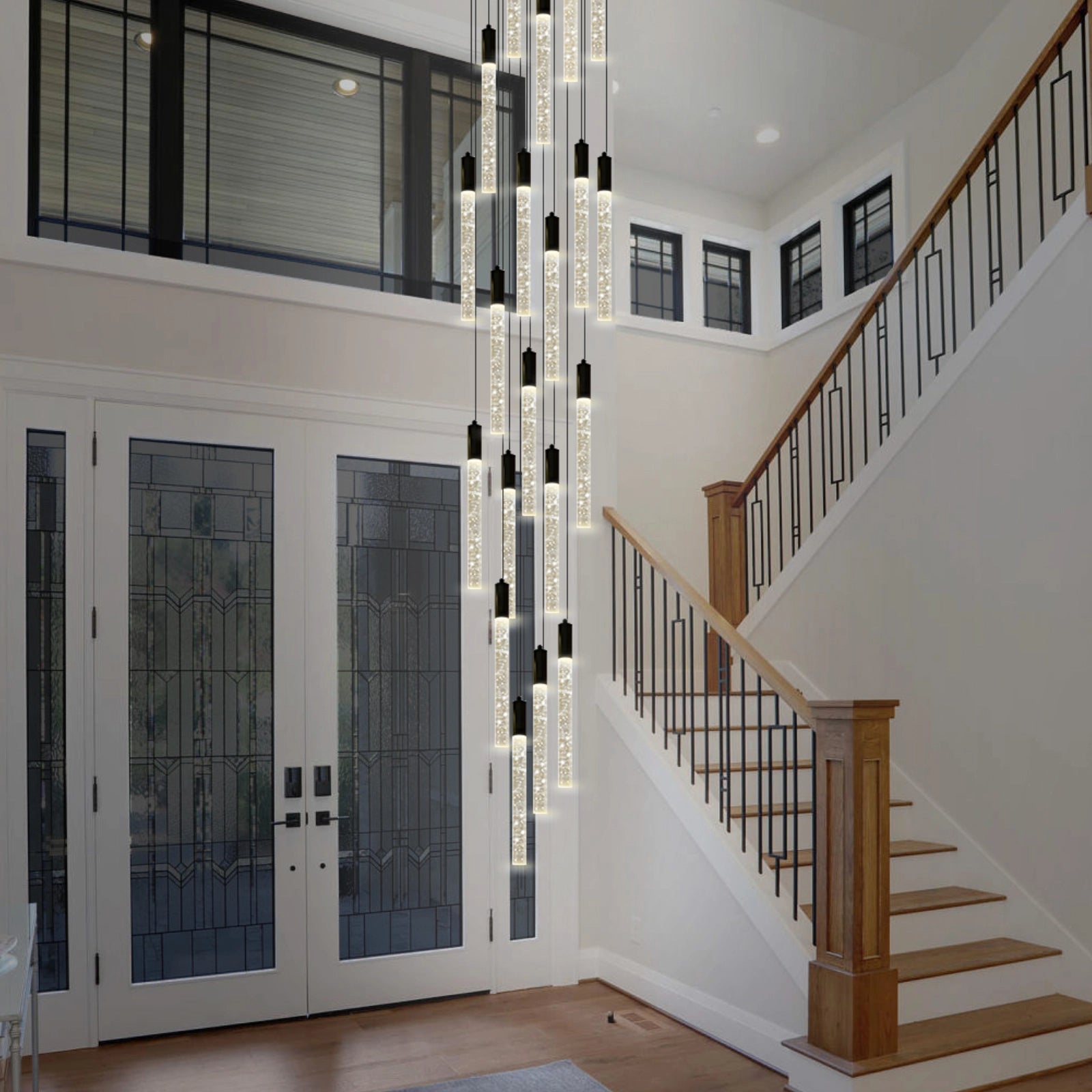 Nova Cascade Modern LED High Ceiling Chandelier 61cm D