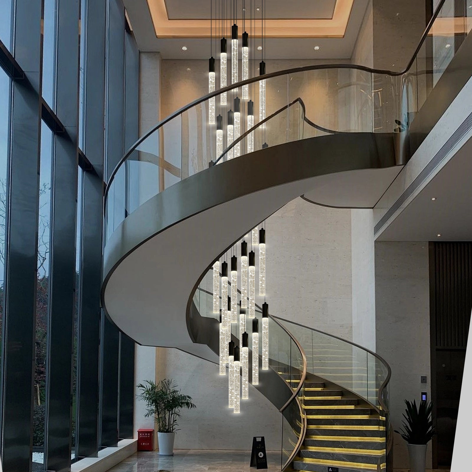 Nova Cascade Modern LED High Ceiling Chandelier 61cm D