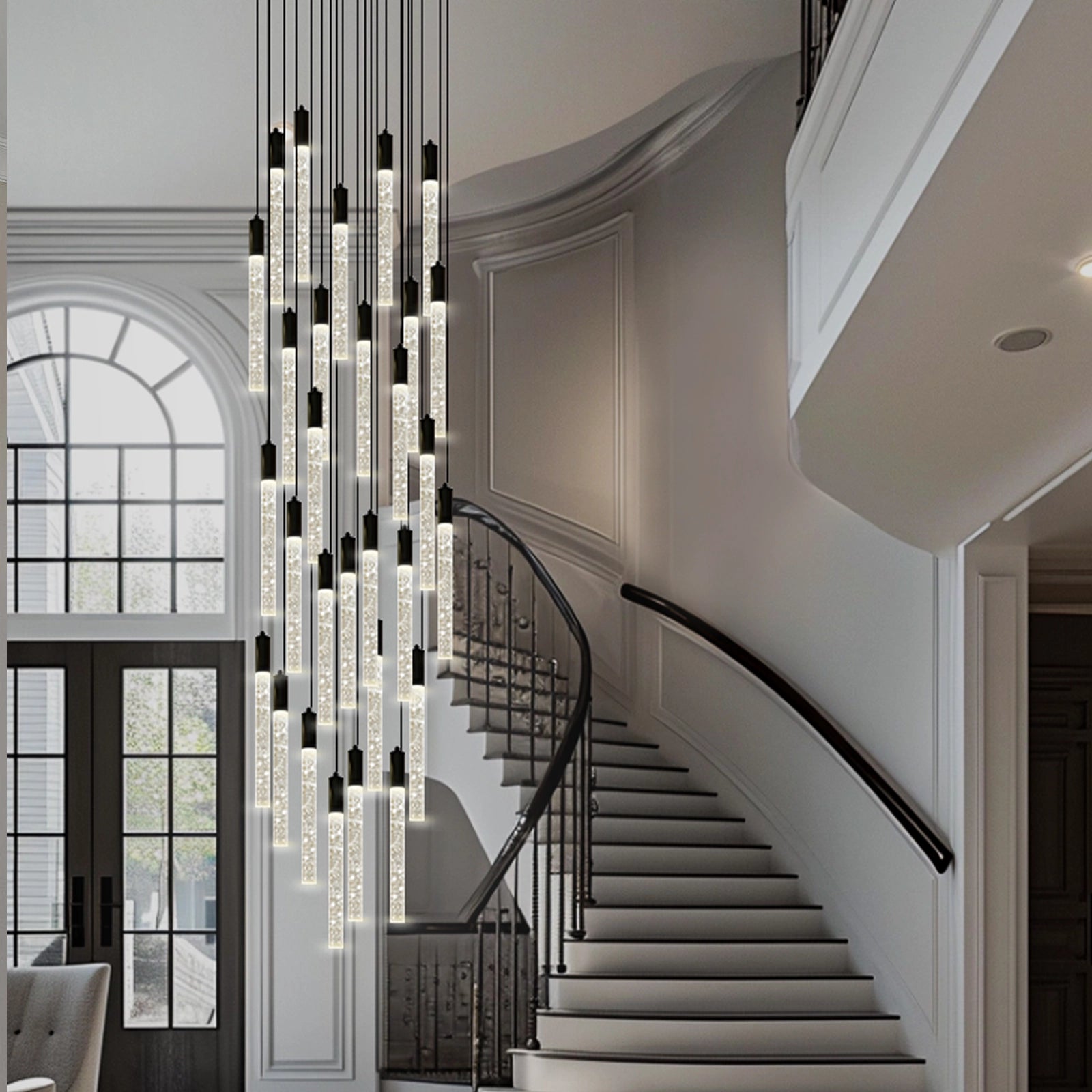 Nova Cascade Modern LED High Ceiling Chandelier 61cm D