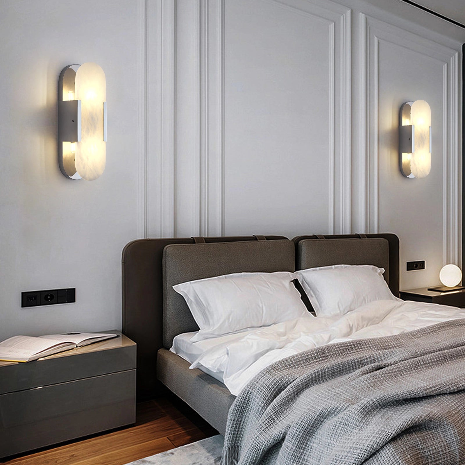 OpalEdge Alabaster Oval Wall Sconce 14"H