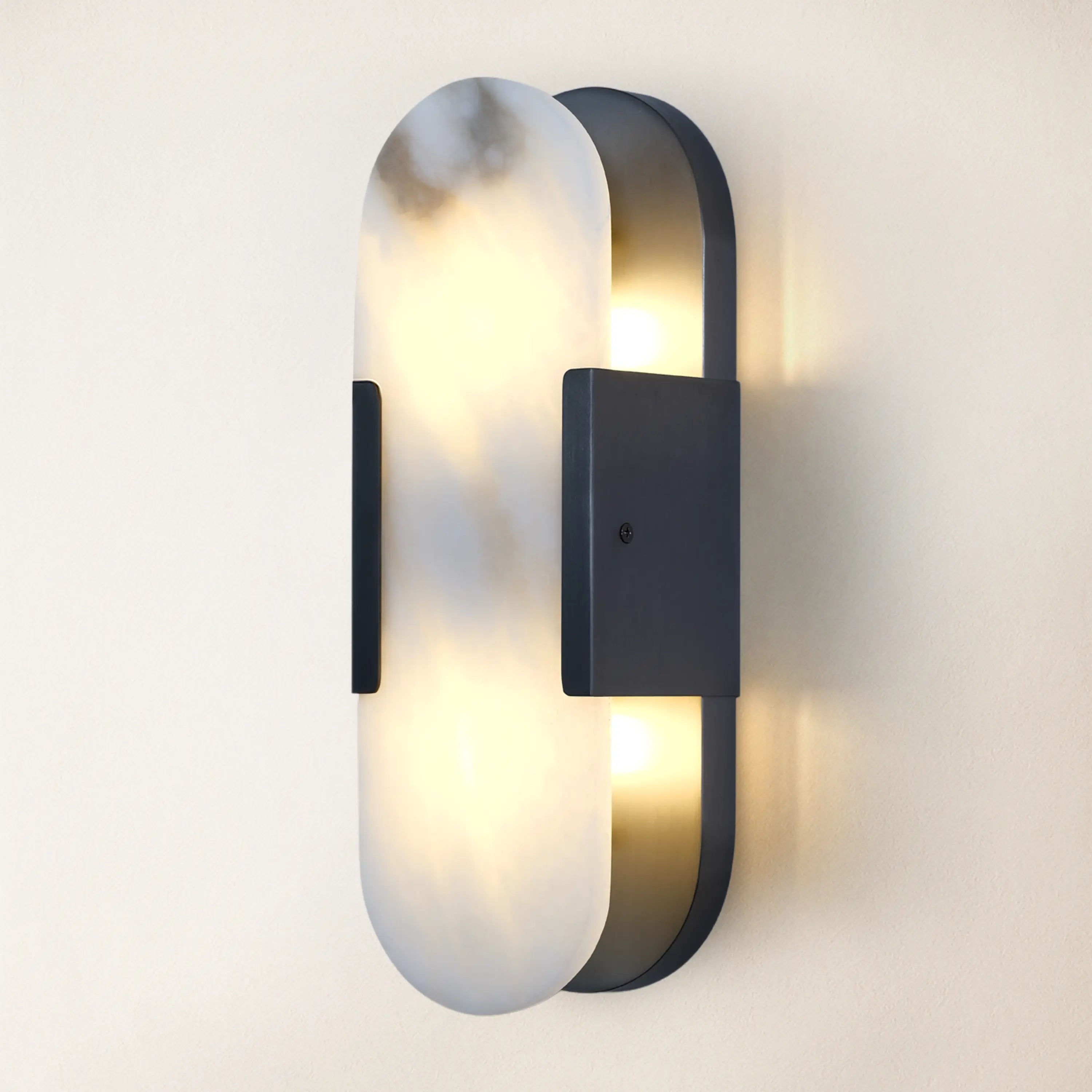OpalEdge Alabaster Oval Wall Sconce 35cm H